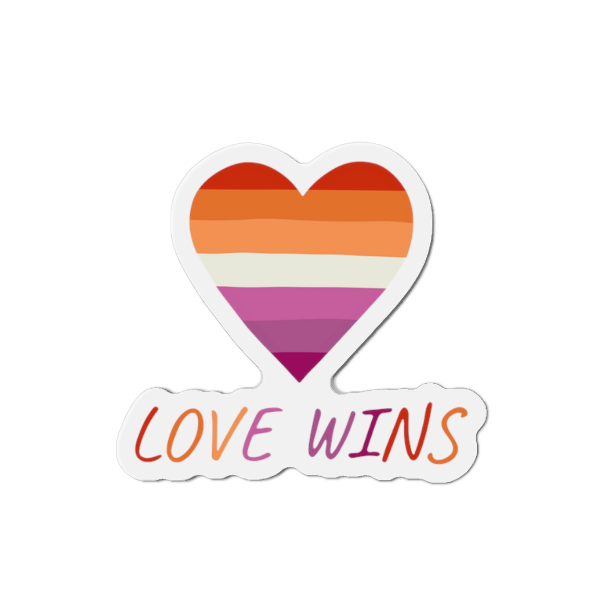 Colorful Heart Shape Lesbian Pride Flag Happy Pride Day Lgbtqia Community Pride Month Vector Hand Drawn Doodle Posters Stickers Logo Cards (1) Die Cut Magnets