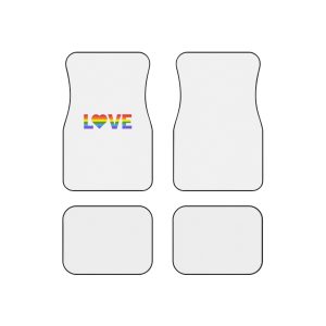 Love With Heart Rainbow Heart Shape Lgbtq Flag White Background Pride Month Car Mats Set Of 4