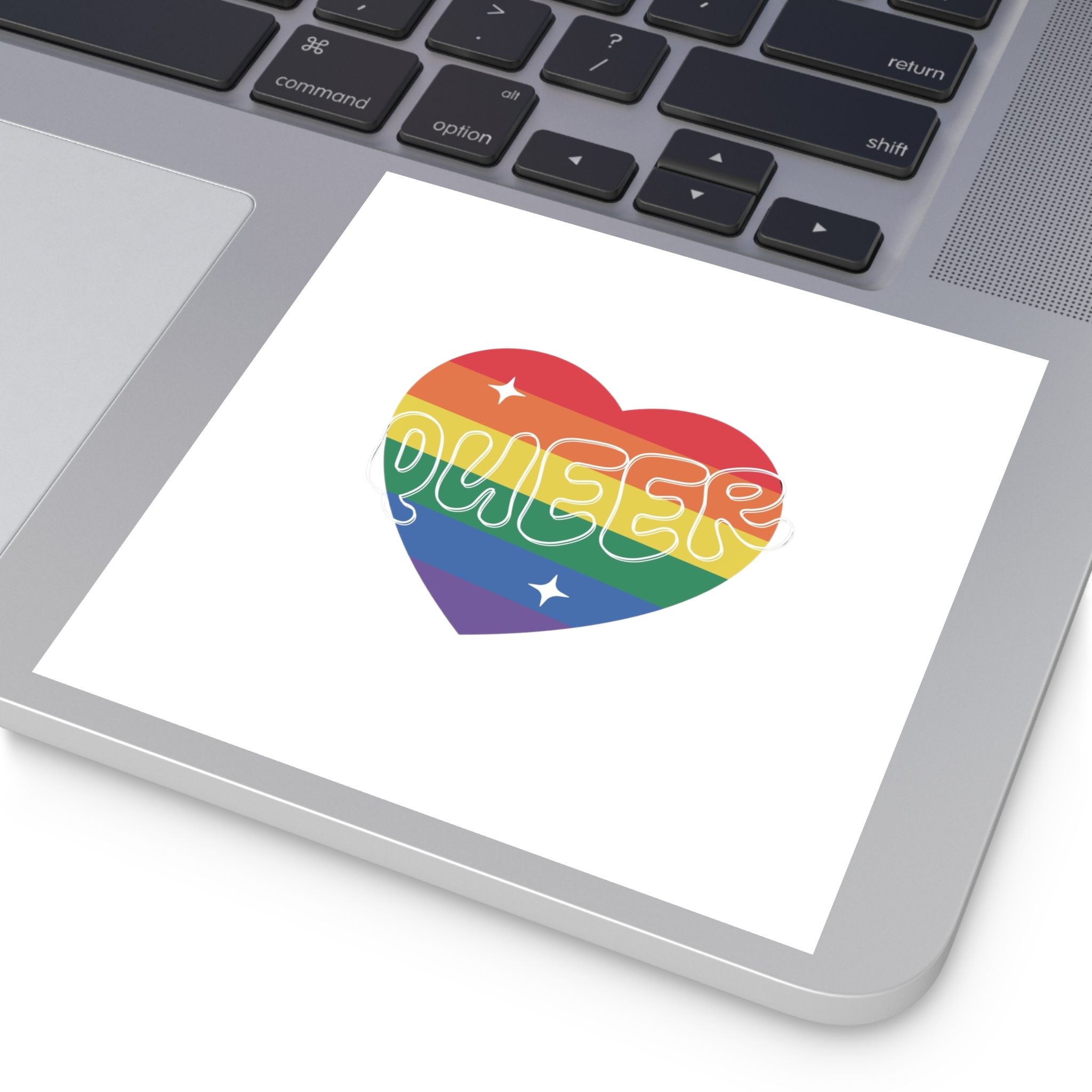 Queer Pride Heart Laminate Stickers Square - Image 75