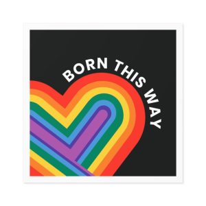 Rainbow Heart Template Lgbtq Pride Month With Born This Way Text Laminate Stickers Square