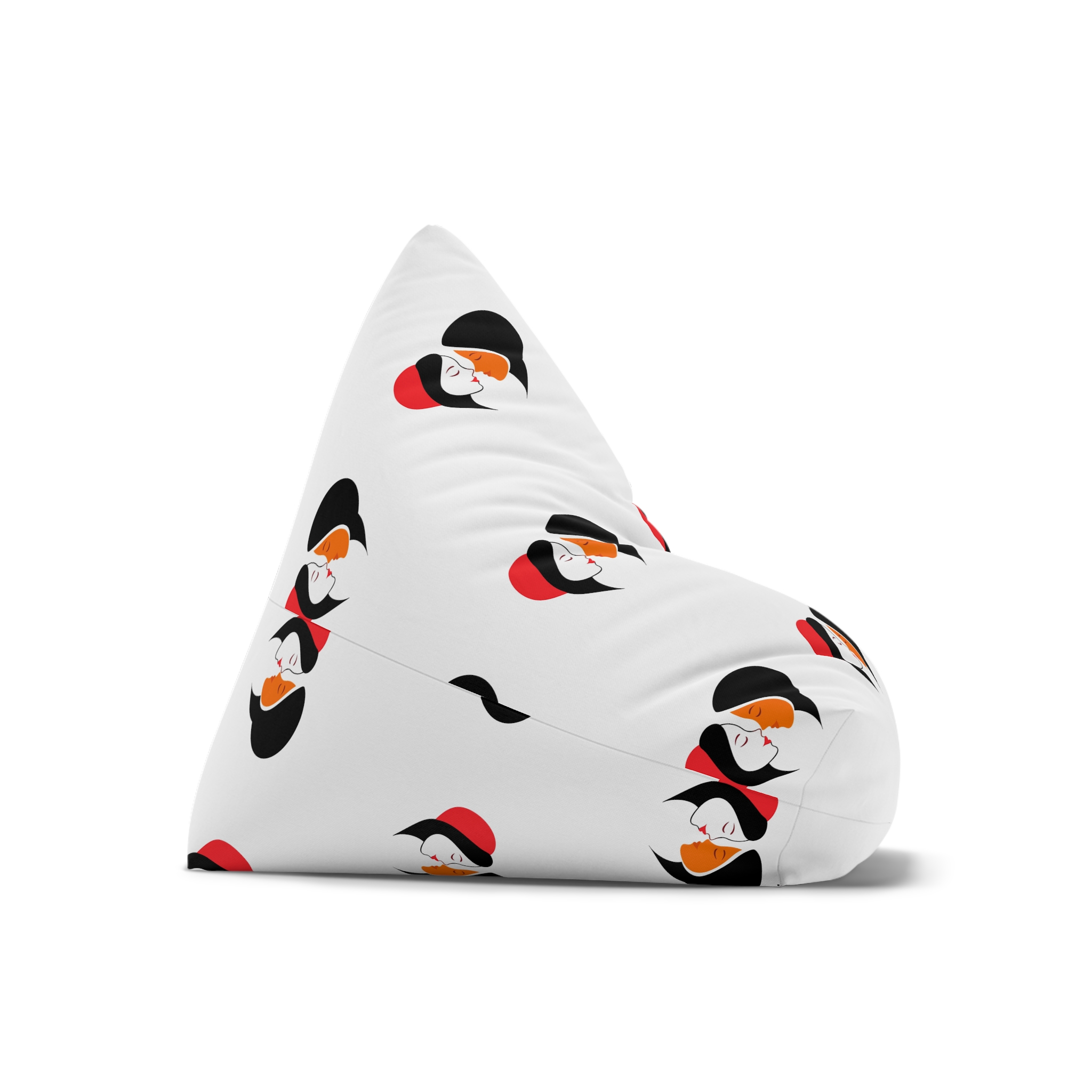 Celebrating Love Interracial Couple Heart Design Bean Bag Chair Cover - Image 7