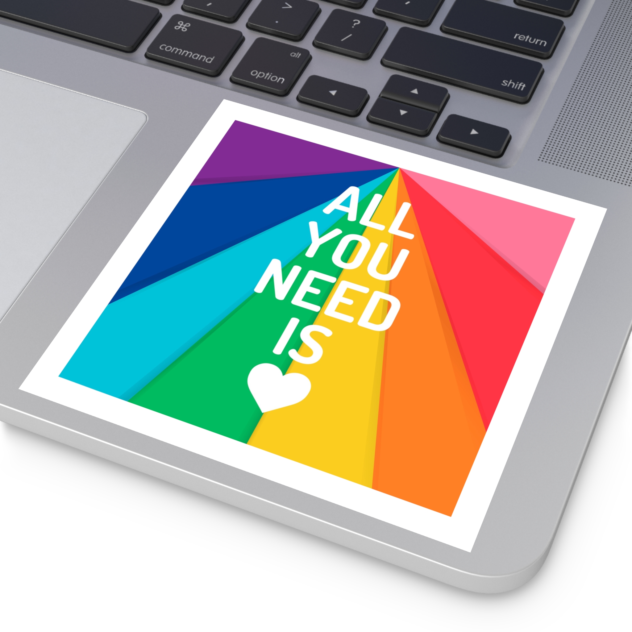 Rainbow Colored Background With All You Need Is Love Concept Pride Month Laminate Stickers Square - Image 35