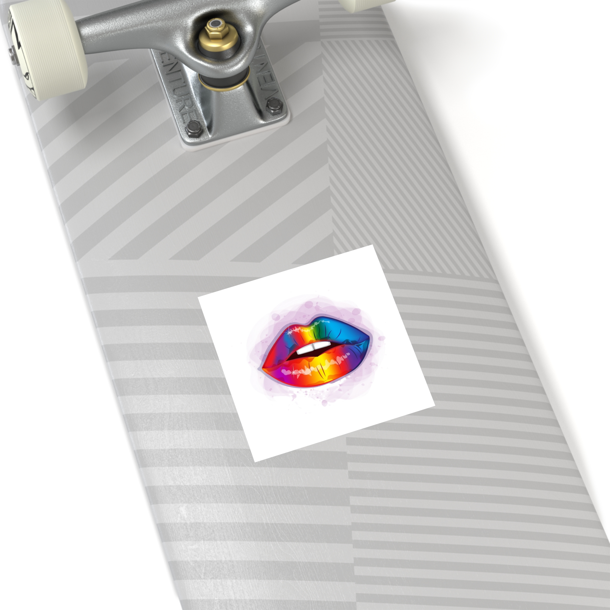 Rainbow Lips Lgbt Beautiful Fashionable Realistic Realistic Watercolor Style Print Vector Laminate Stickers Square - Image 28