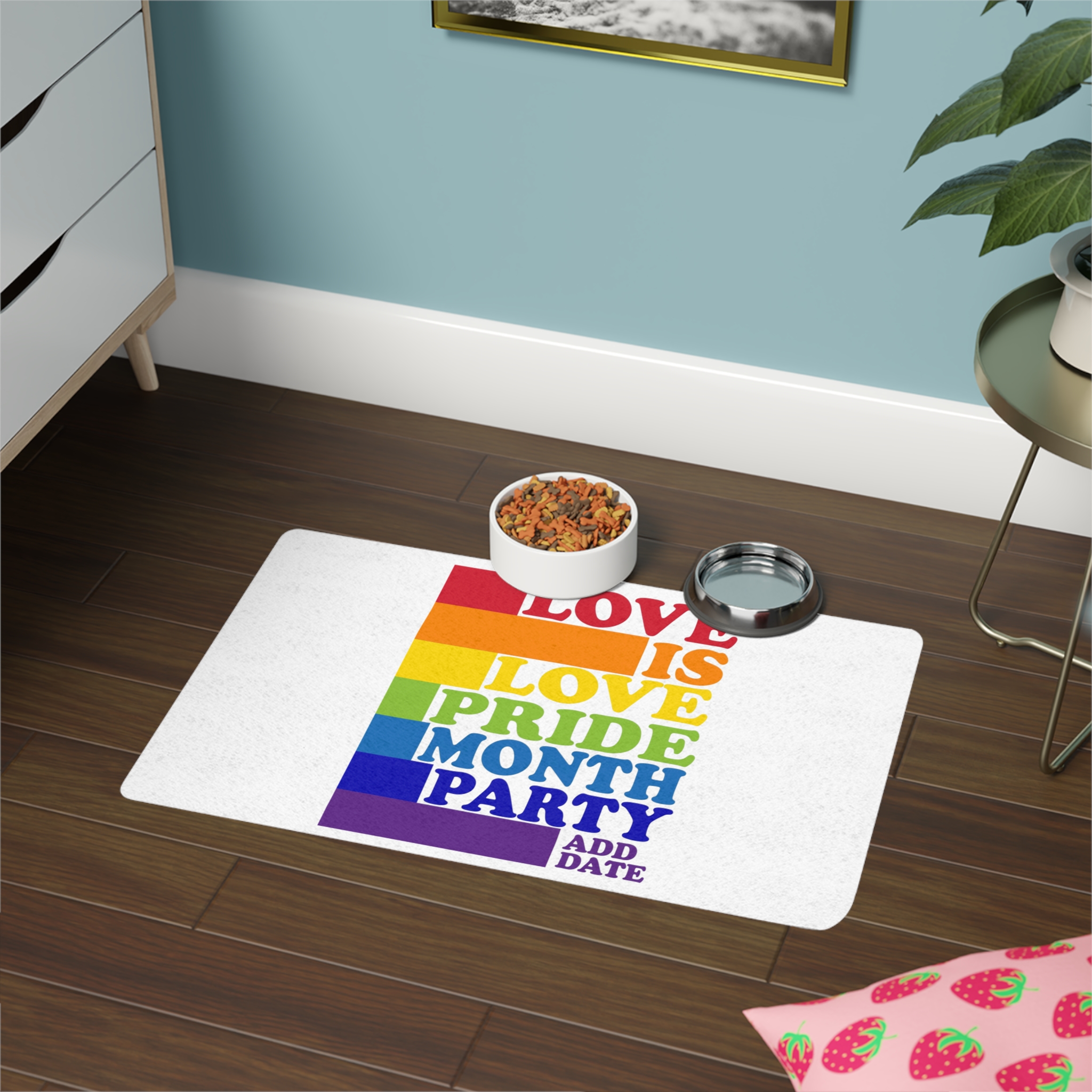 Love Is Love Pride Month Party Poster Flyer Social Media Post Design Pet Food Mat 12x18 - Image 4