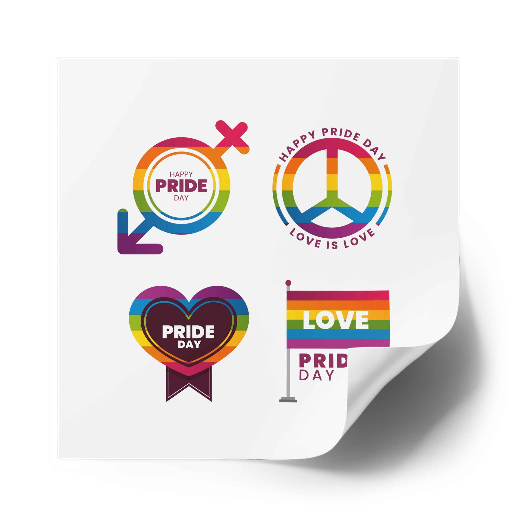 Label Collection With Pride Day Theme (1) Laminate Stickers Square - Image 50