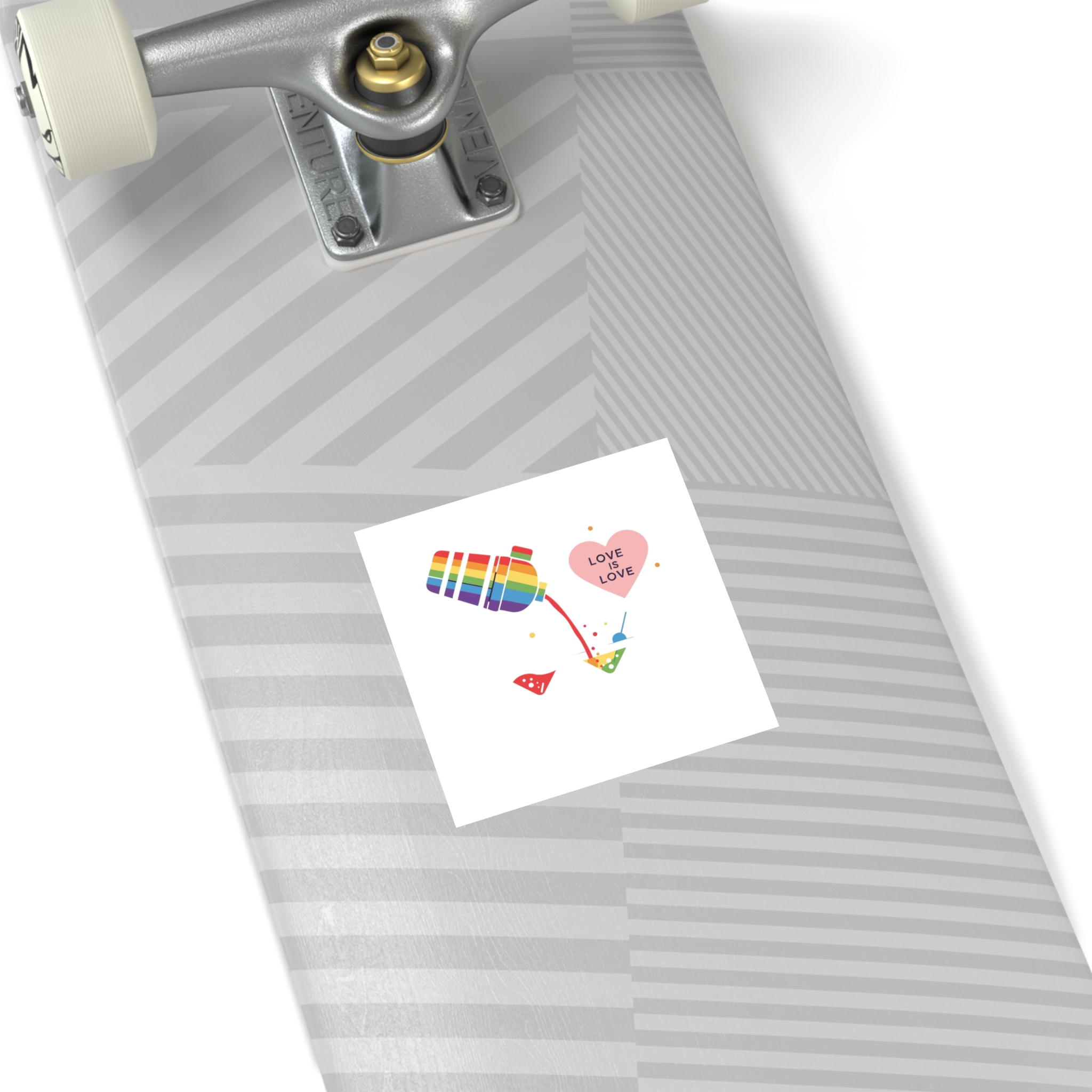 Rainbow Cocktail Shaker Pouring Drink With Heart Love Is Love Illustration Vector Laminate Stickers Square - Image 20
