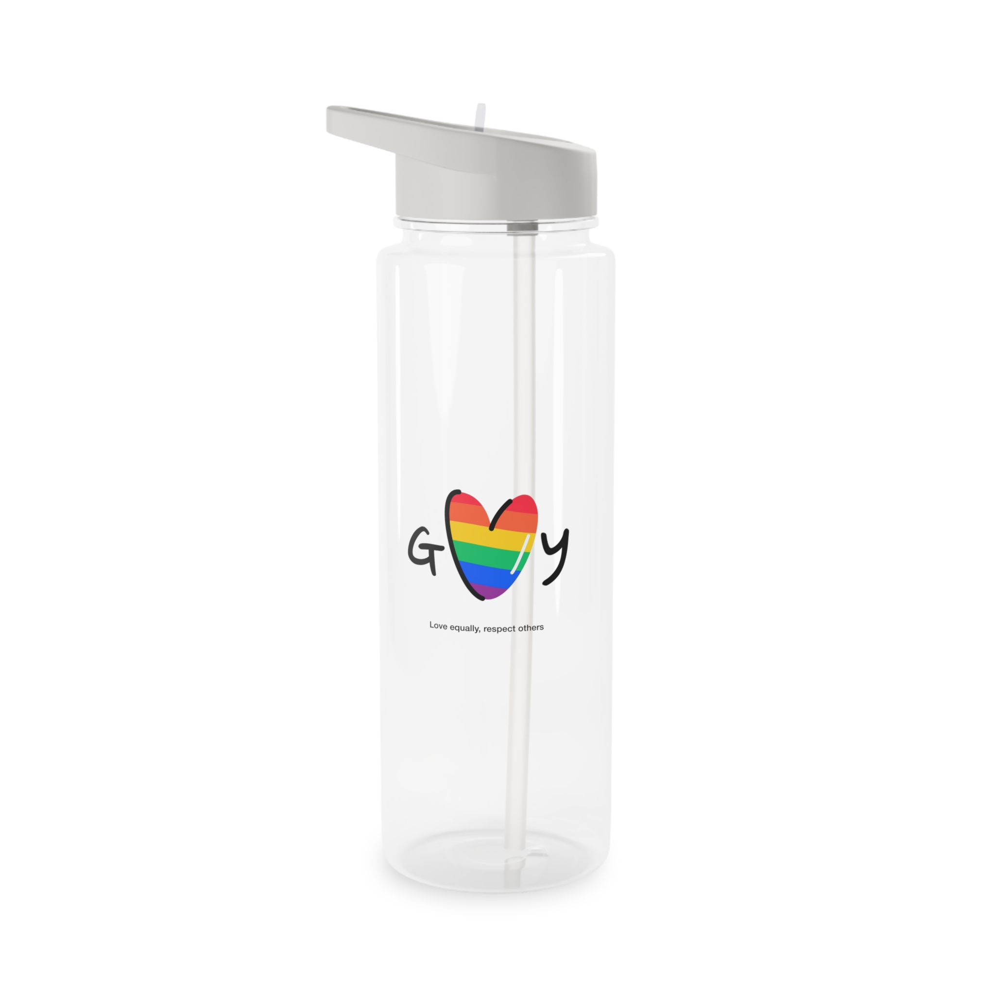 Love Letter Pride Rainbow Lettering Text Writing Pattern Freedom Love Heart Homo Colors Flag Parade Tritan Water Bottle - Image 5