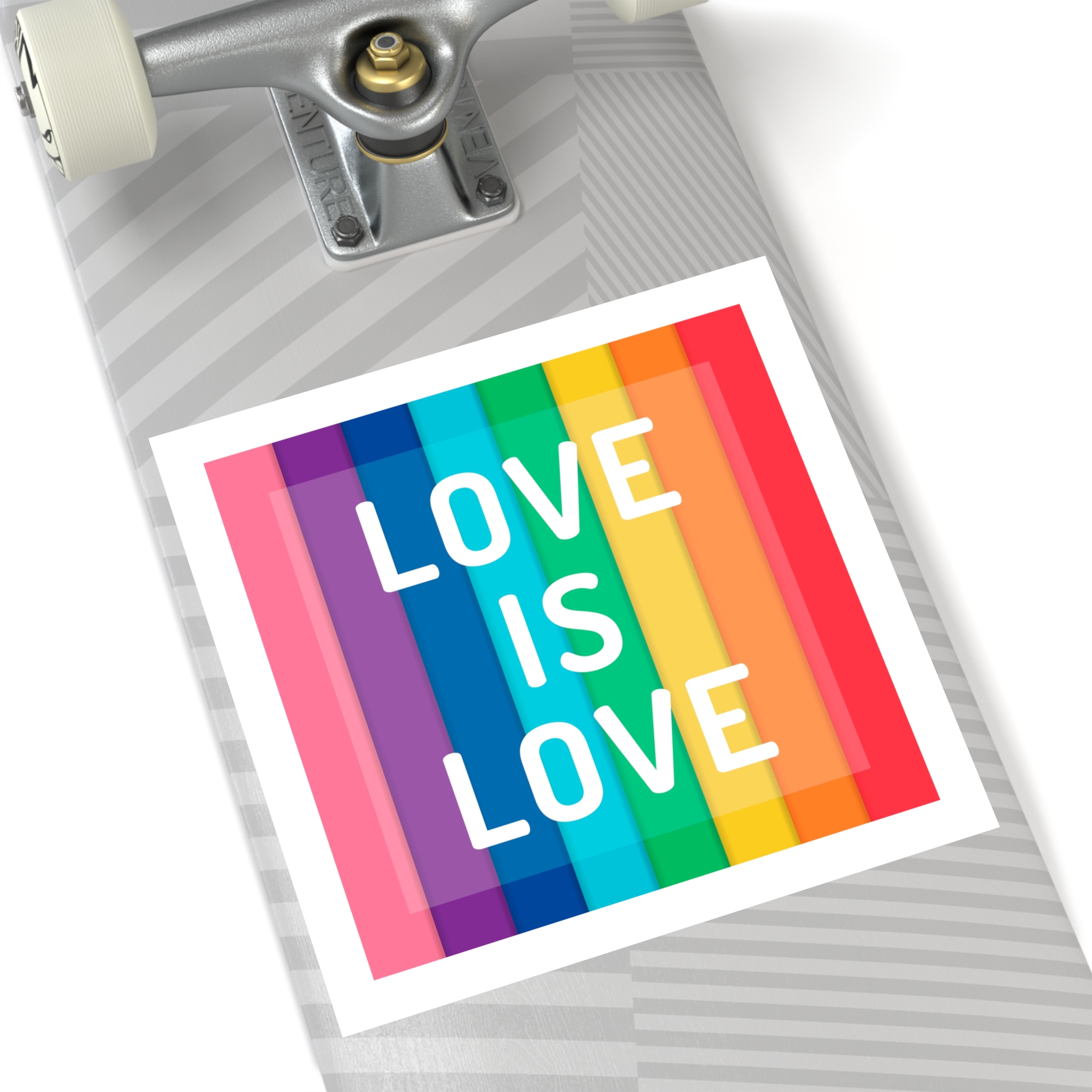 Rainbow Colored Background With Love Is Love Concept Pride Month Laminate Stickers Square - Image 64