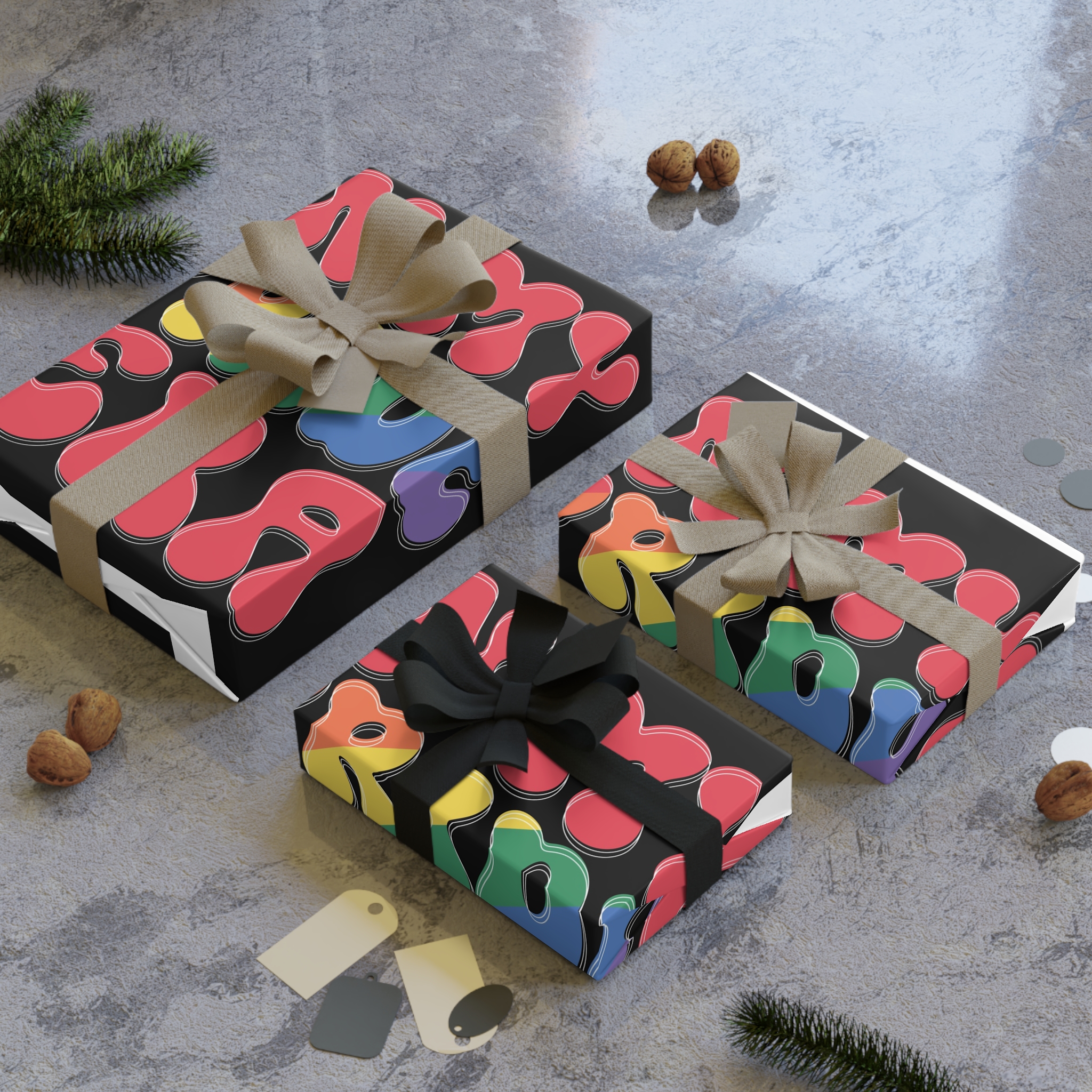 Word I My Rainbow Gift Wrapping Paper Rolls 1pc - Image 4