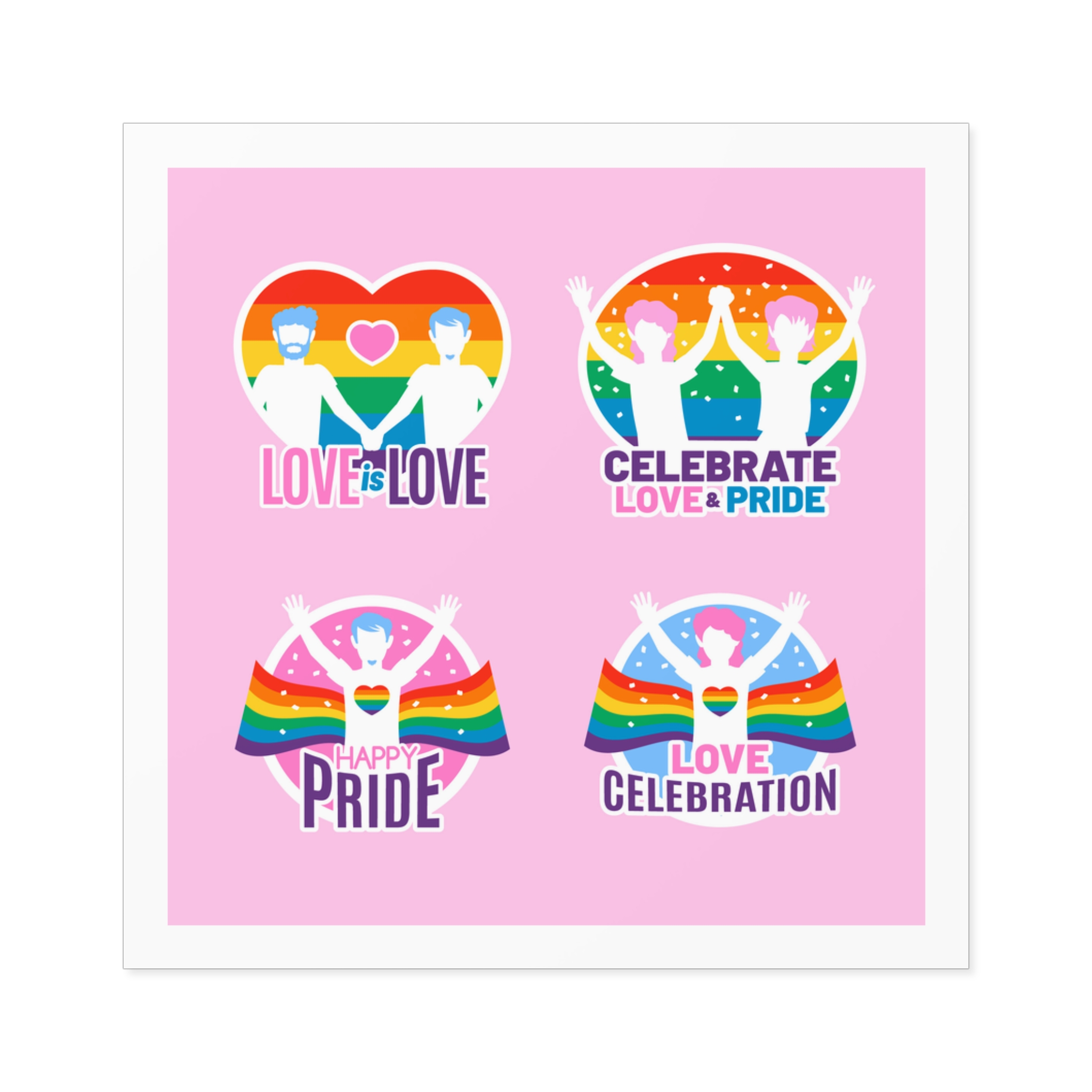 Pride Day Neon Badges Laminate Stickers Square - Image 29