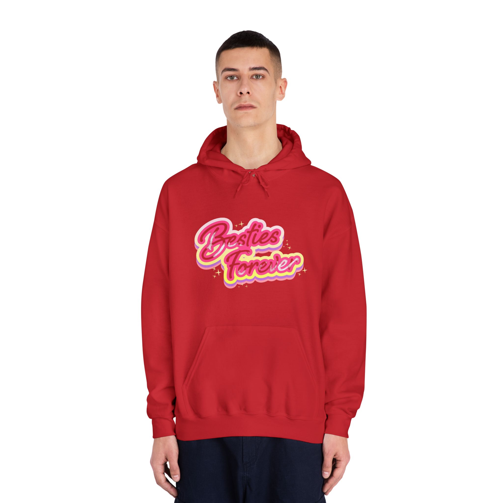 Pink Besties Forever Lettering Logo Unisex Dryblend Hooded Sweatshirt - Image 35