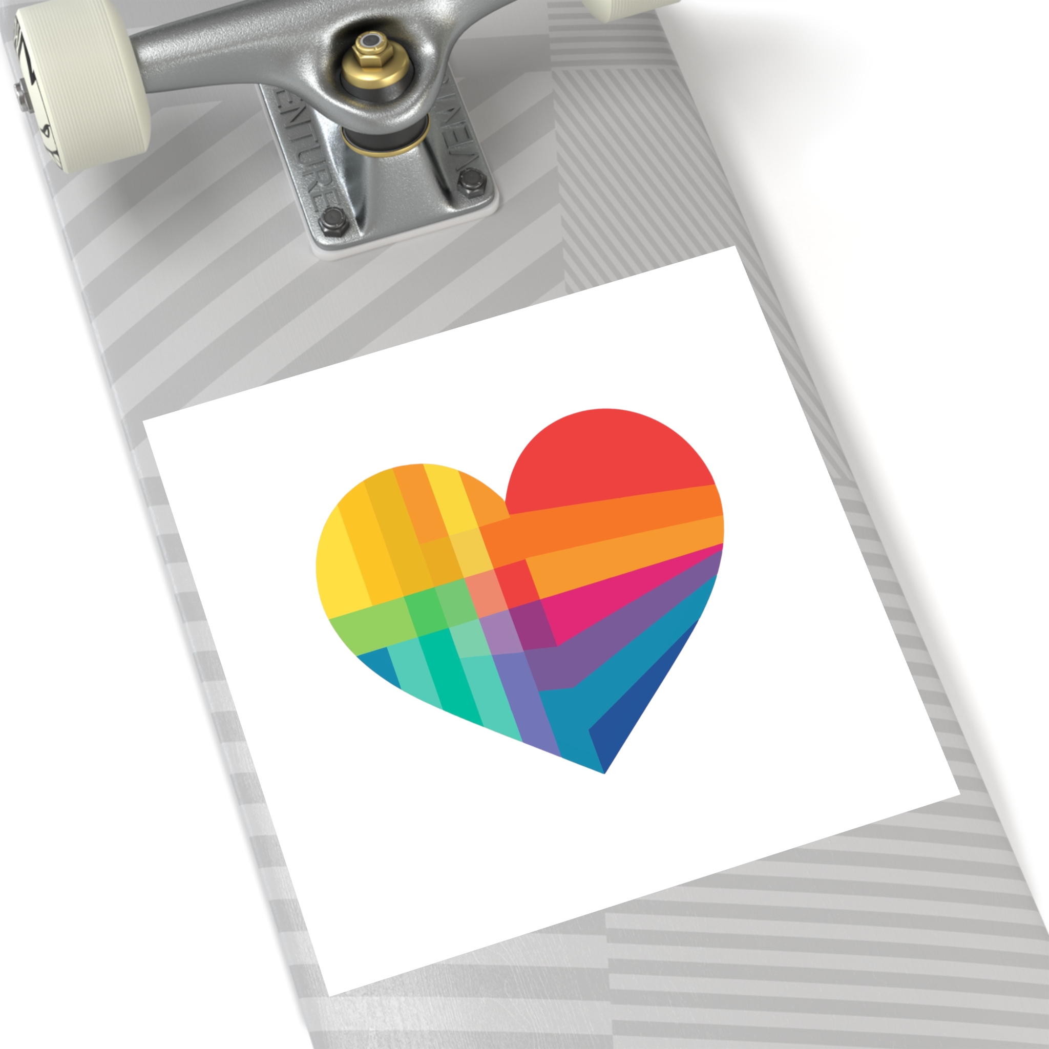 Heart Shape Rainbow Colors Laminate Stickers Square - Image 80