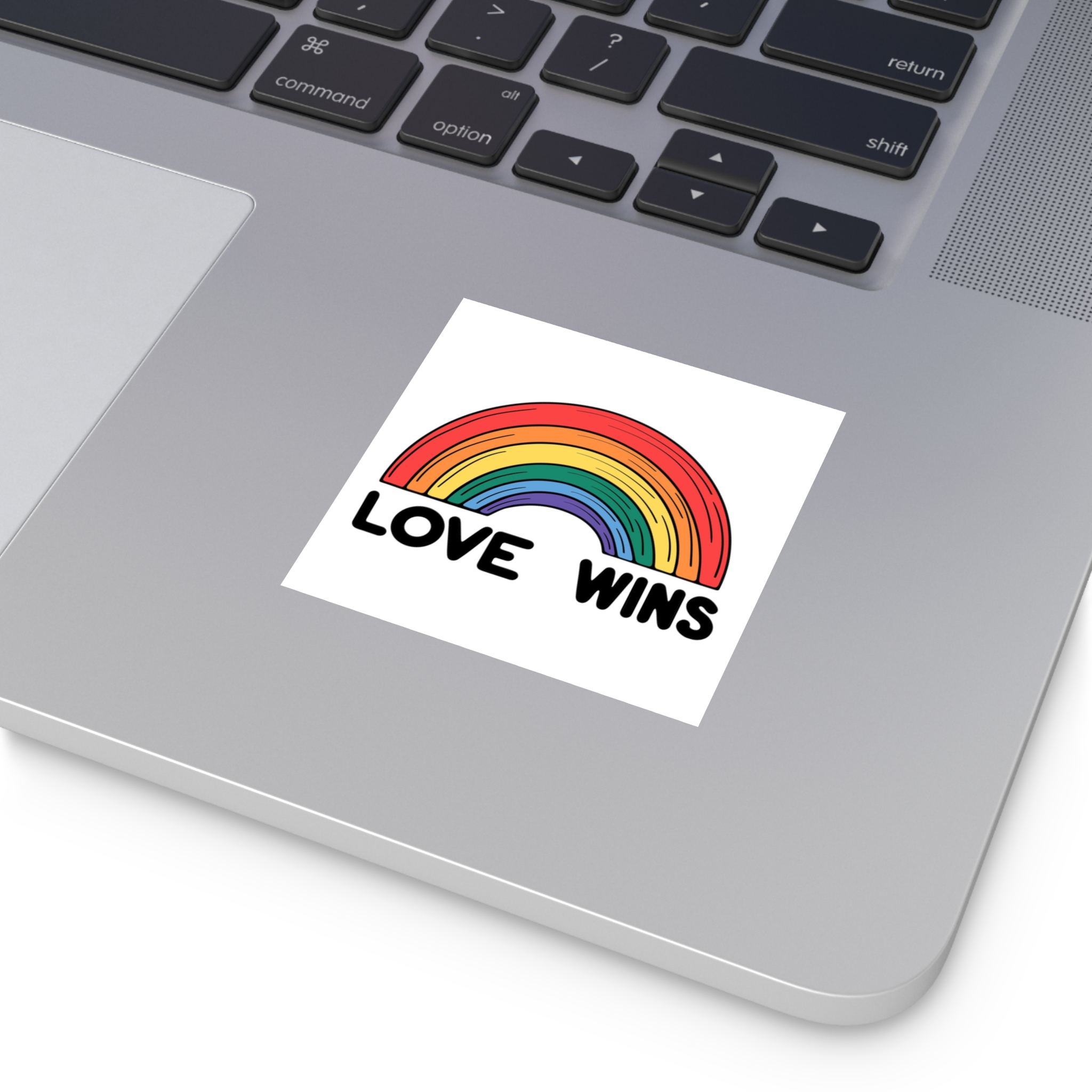 Love Wins Rainbow Pride Illustration Laminate Stickers Square - Image 11