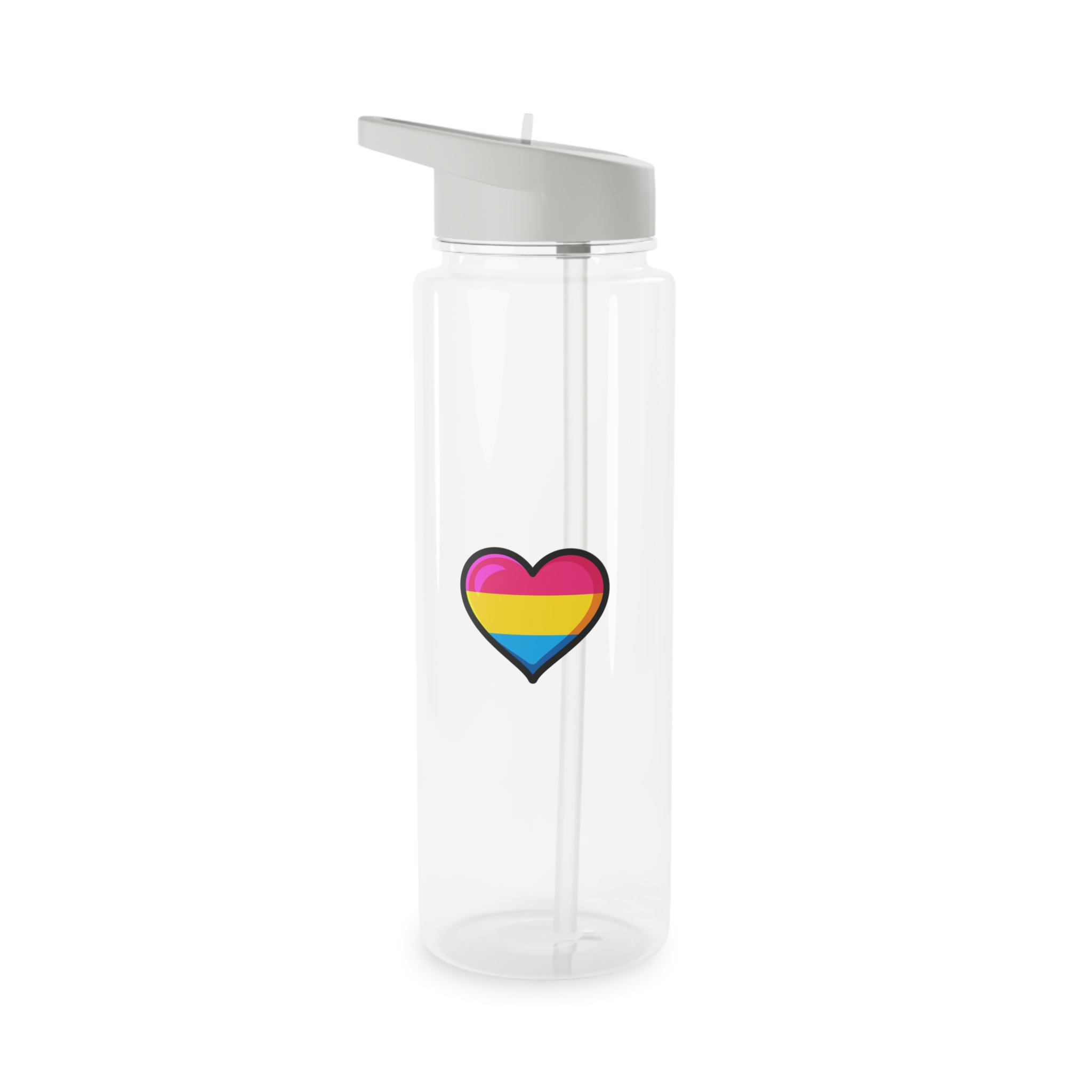 Pansexual Pride Flag Heart Shape Vector Illustration Tritan Water Bottle - Image 5