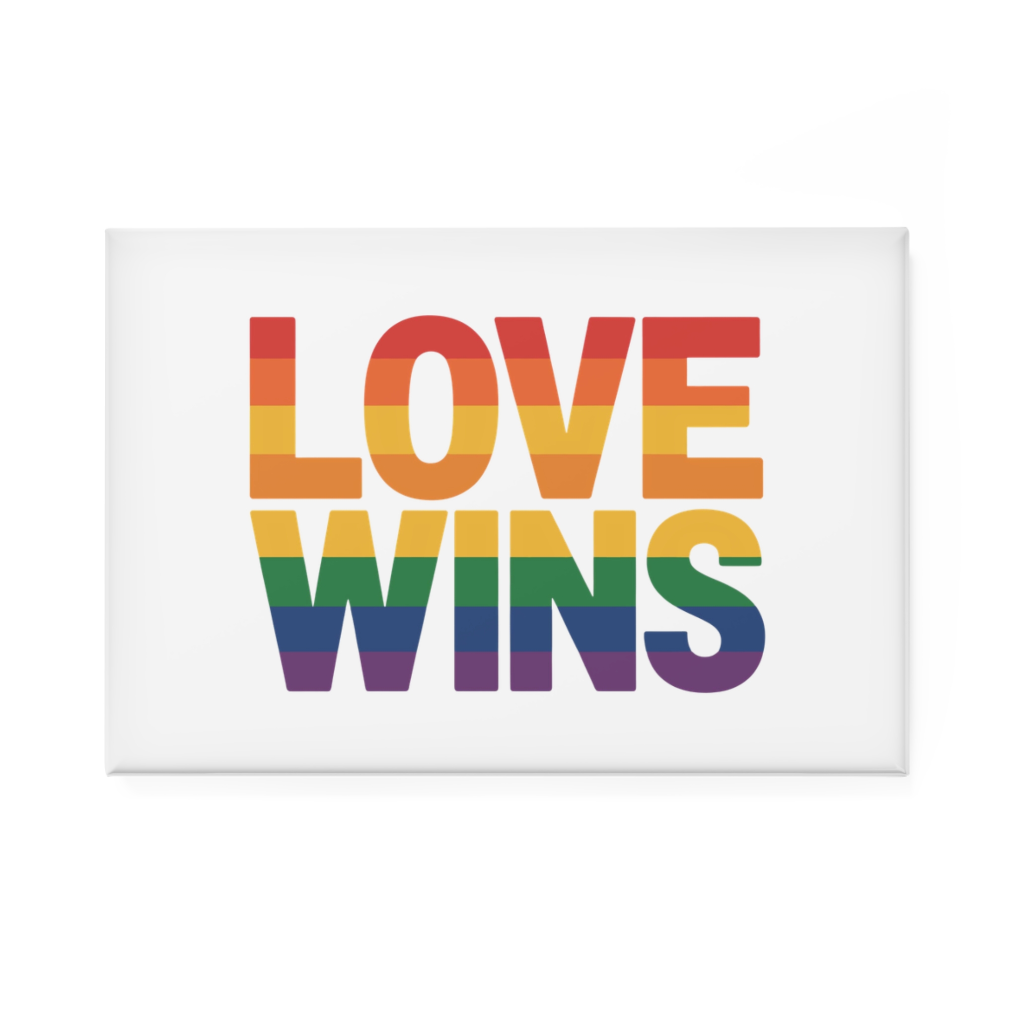 Love Wins Rainbow Pride Message Button Magnet Rectangle 1 And 10 Pcs
