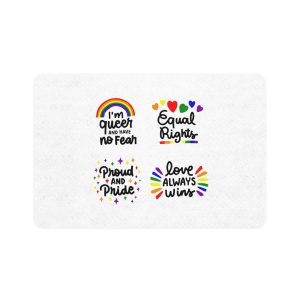 Hand Drawn Pride Day Badge Collection Pet Food Mat 12x18