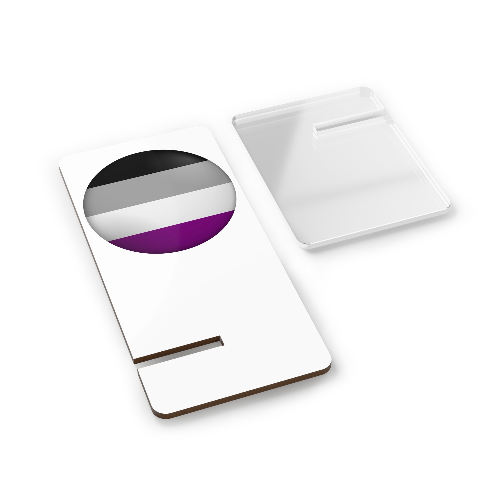 Flag Asexual Lgbtq Glossy Circular Flag Button Appearance 3d Icon Design With Depth Mobile Display Stand For Smartphones - Image 2
