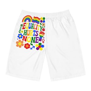 Colorful Equality Hurts None Rainbow Pride Illustration Mens Board Shorts Aop