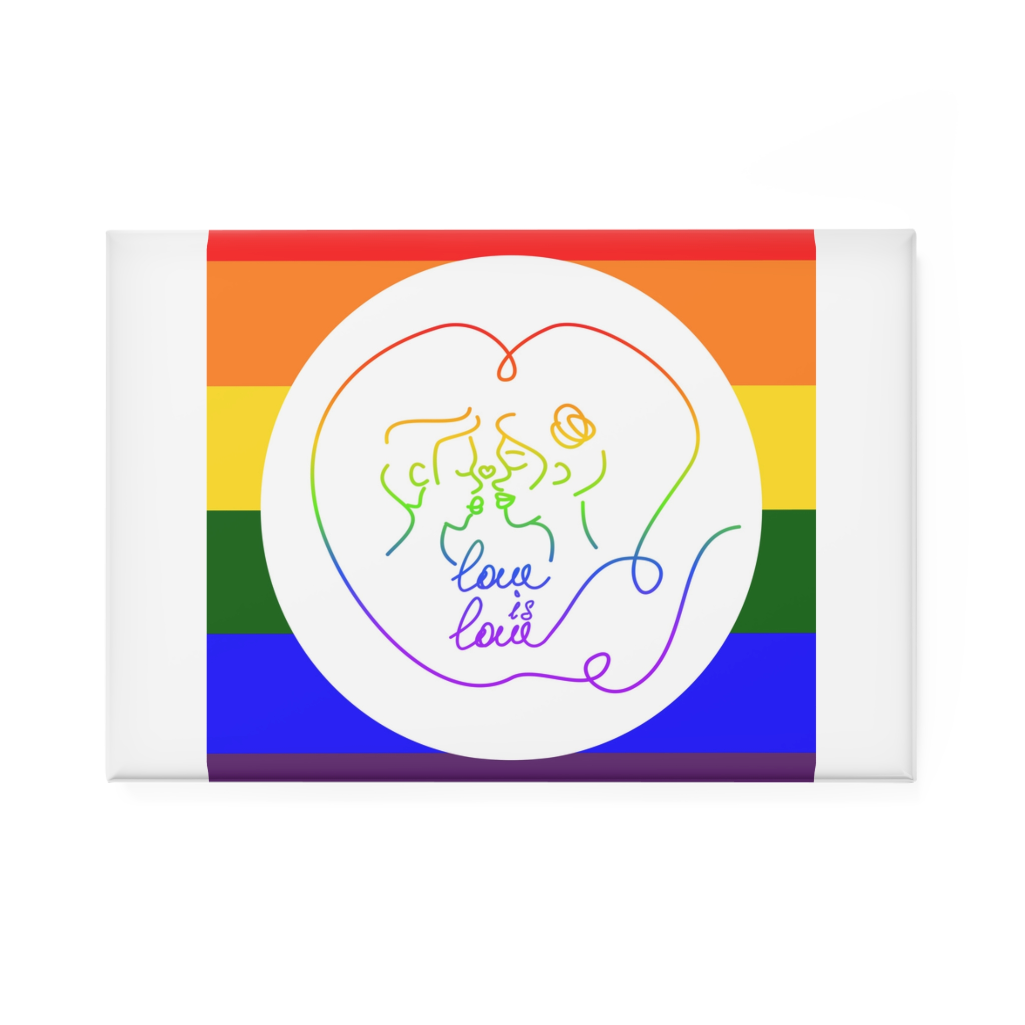 Poster With Kissing Woman Hand Lettering Love Is Love Theme Month Pride Lgbtq Love Background Button Magnet Rectangle 1 And 10 Pcs - Image 5