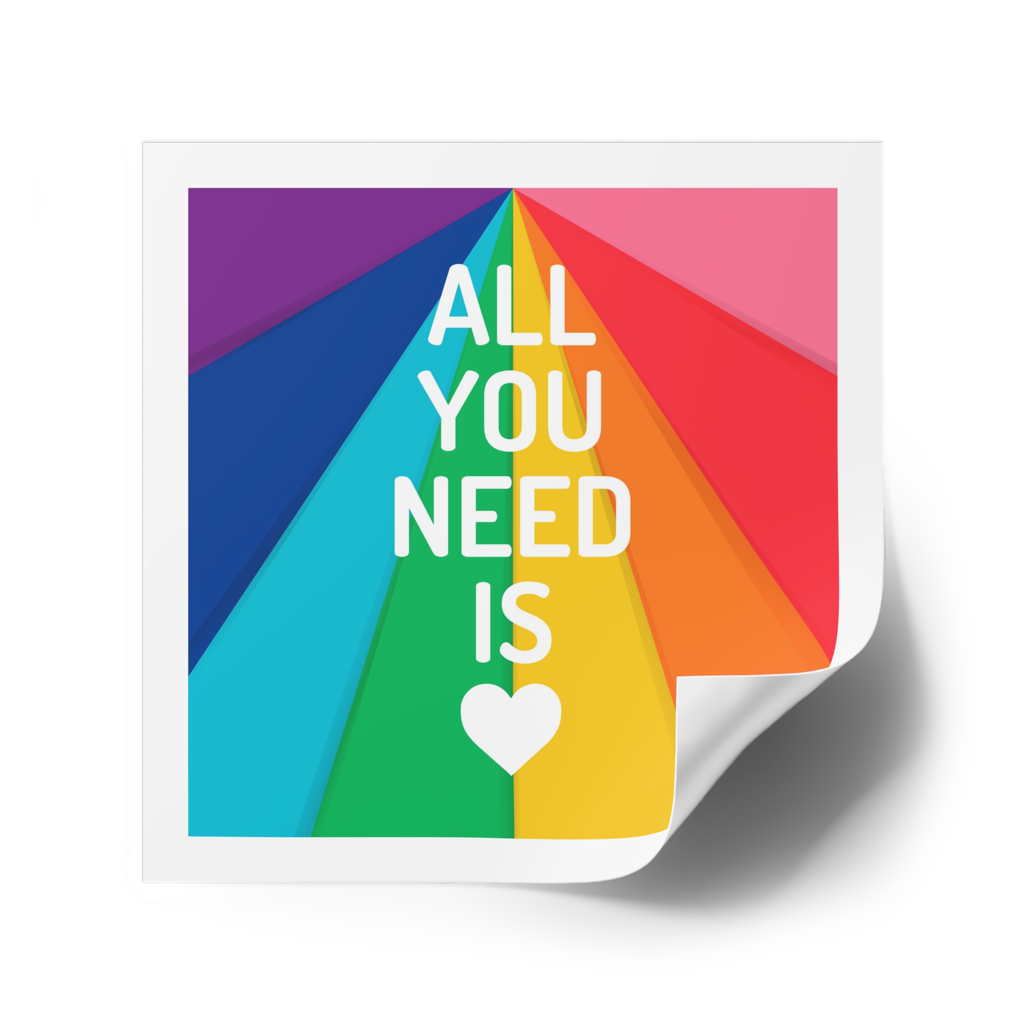 Rainbow Colored Background With All You Need Is Love Concept Pride Month Laminate Stickers Square - Image 46