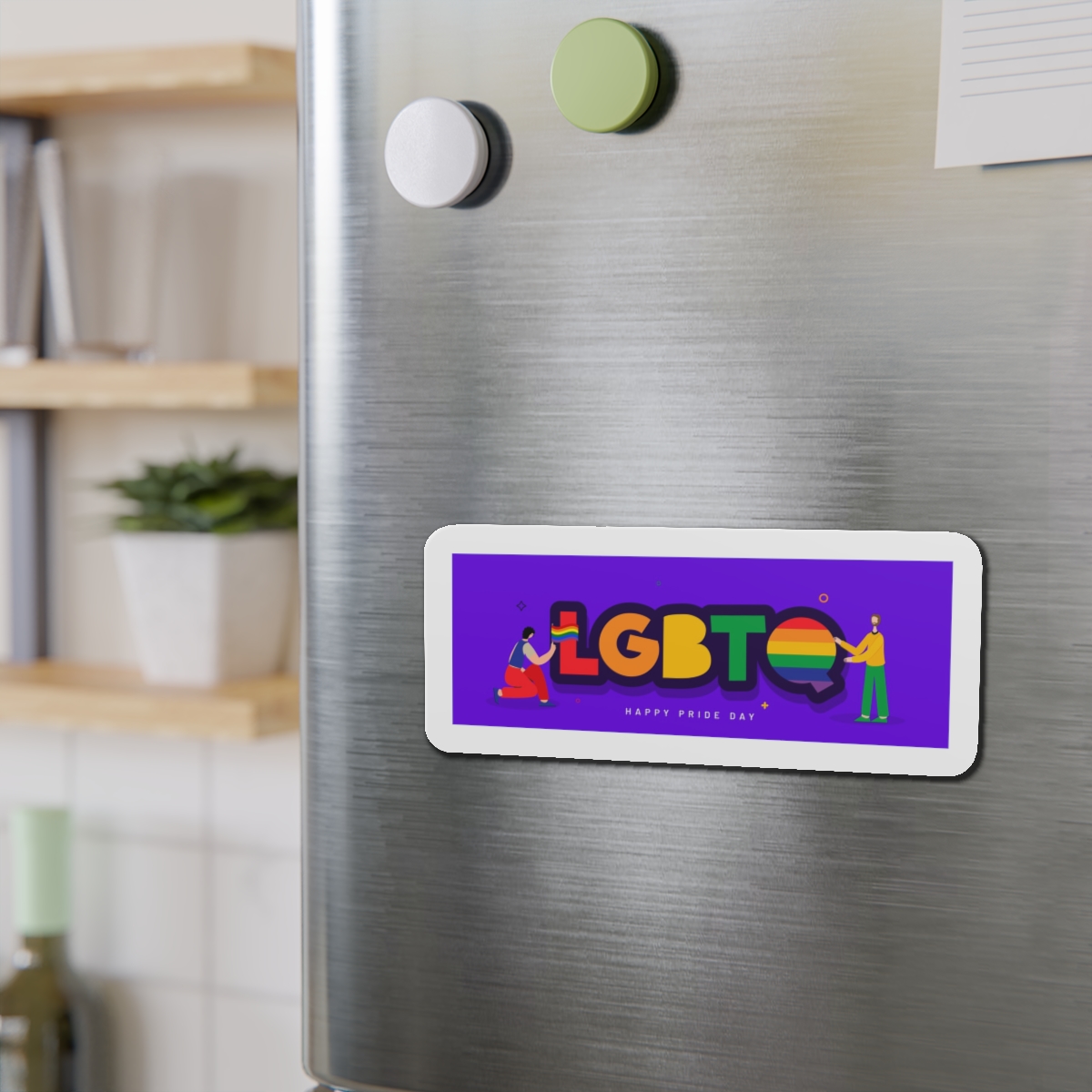 Lgbtq Community Banner Design With Illustration Gay Couple Die Cut Magnets - Image 15