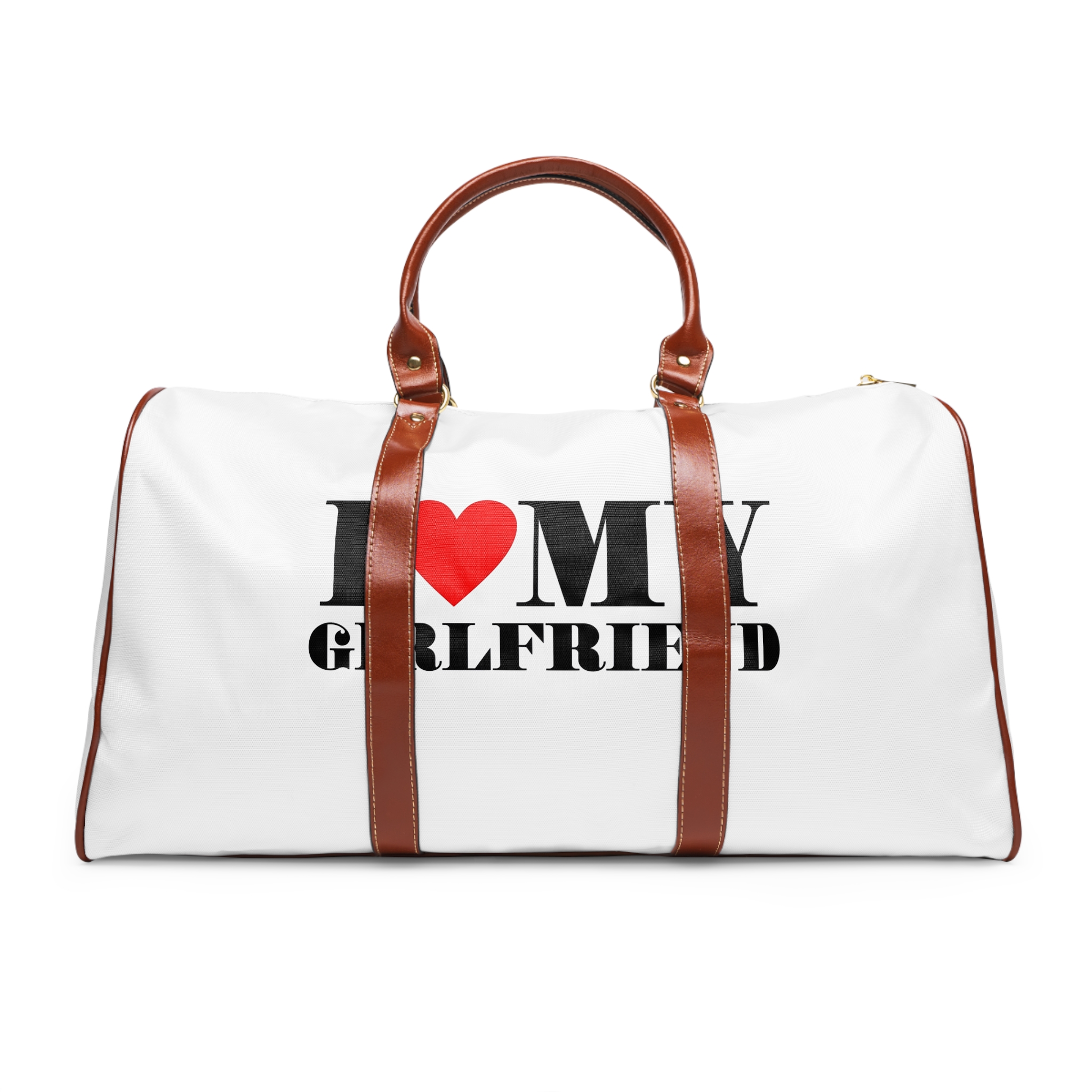 I Love My Girlfriend Typography Slogan T Shirt Printing Tee Graphic Design Vector Illustration Waterproof Travel Bag