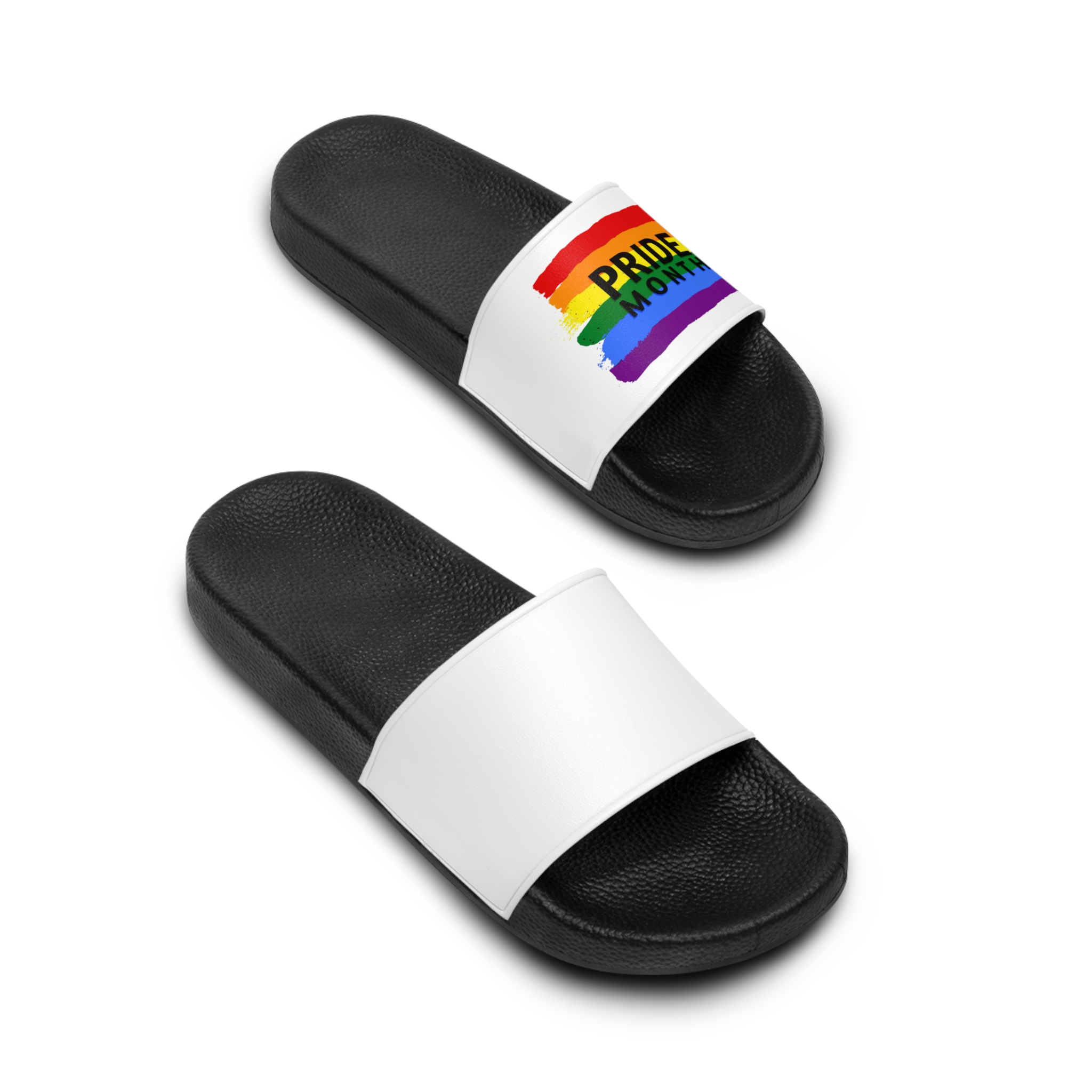 Grunge Pride Month Flag Background Mens Slide Sandals - Image 4