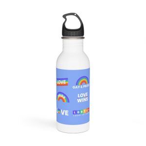 Pride Day Concept Rainbow Labels Stainless Steel Water Bottle