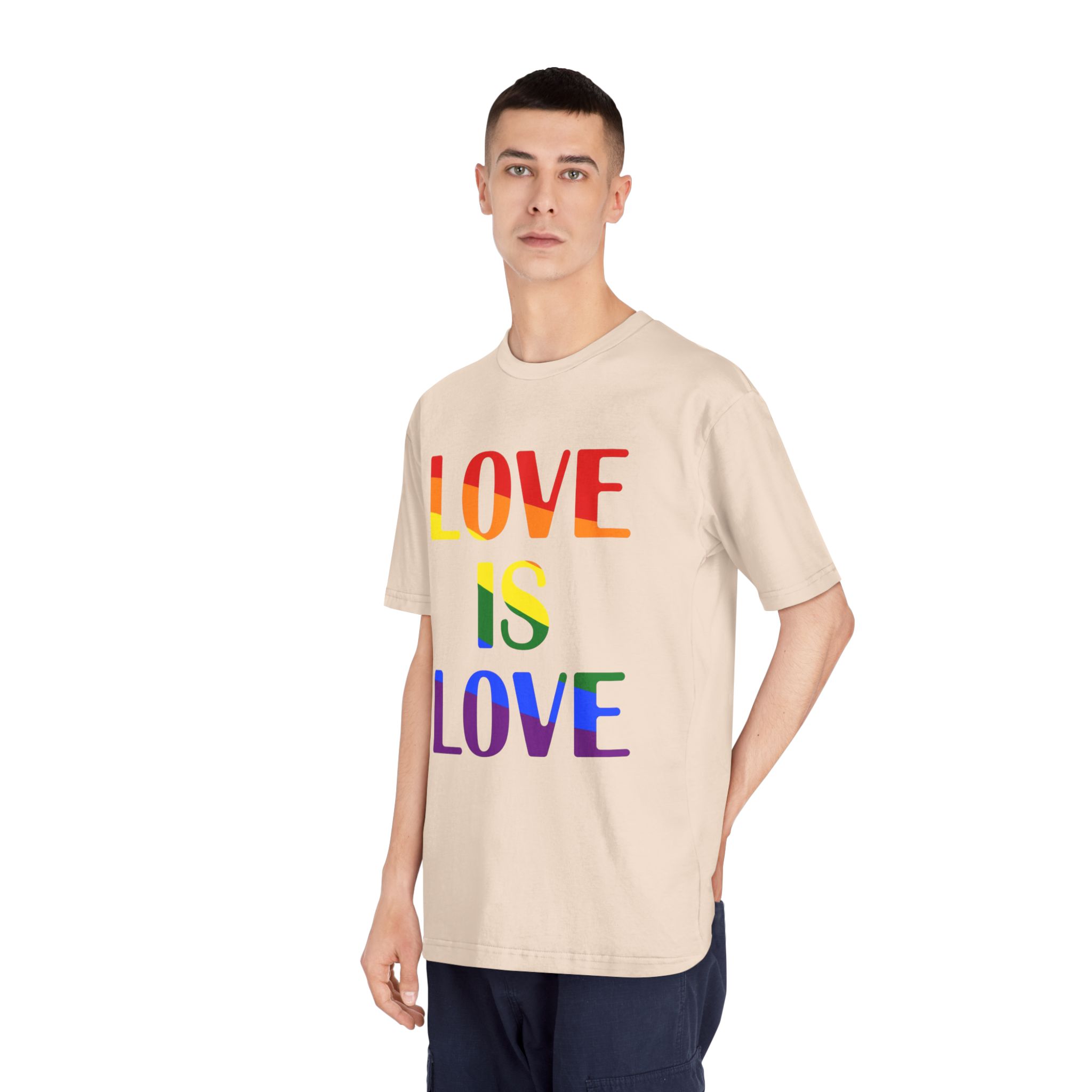 Love Is Love With Rainbow Colors Slogan Typography Banner - Unisex Classic Crewneck T Shirt - Image 12
