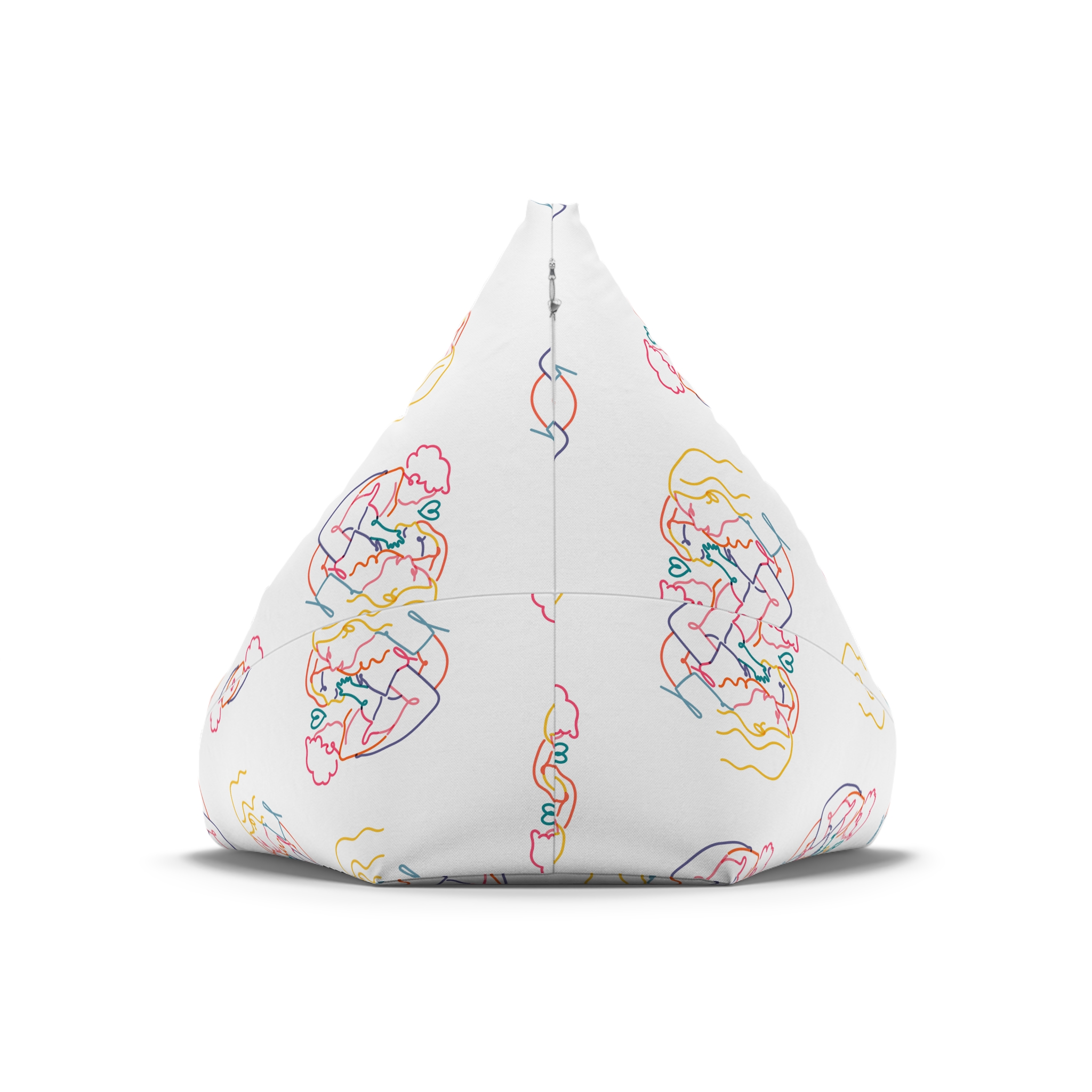 Lesbian Family Clipart Lgbtq Line Portrait Illustration Vector Bean Bag Chair Cover - Image 6