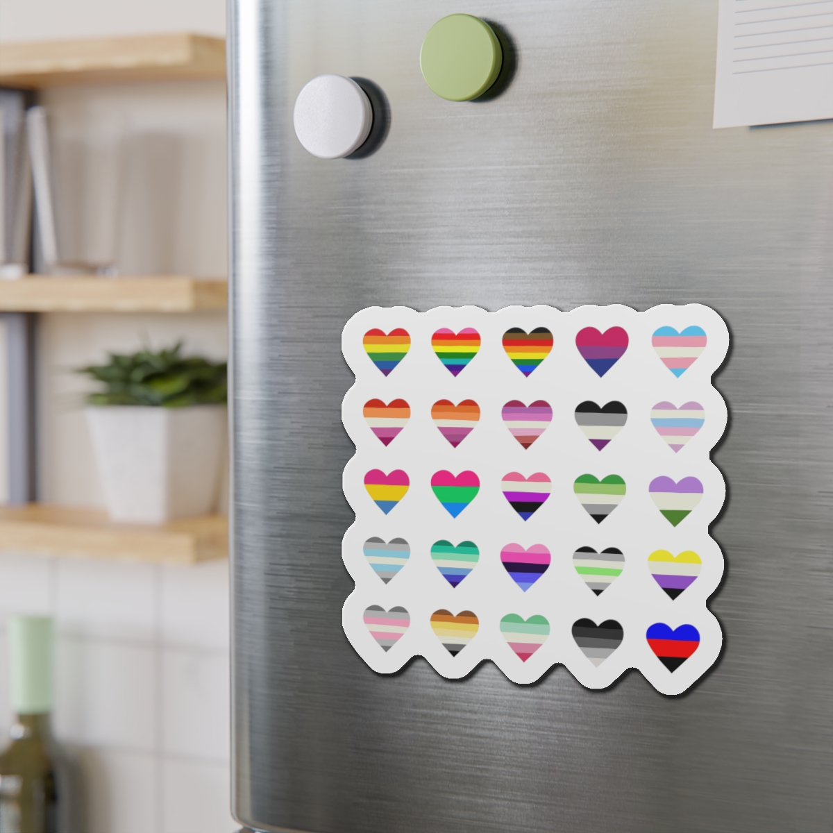 Set Colorful Lgbtq Pride Flag Heart Shape Gender Equality Sexual Identity Pride Flags Collection Lgbtqia Community Pride Month Die Cut Magnets - Image 15