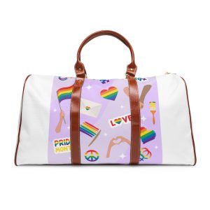 Cute Rainbow Colors Lgbtq Symbols Pride Flag Hands Holding Peace Love Waterproof Travel Bag