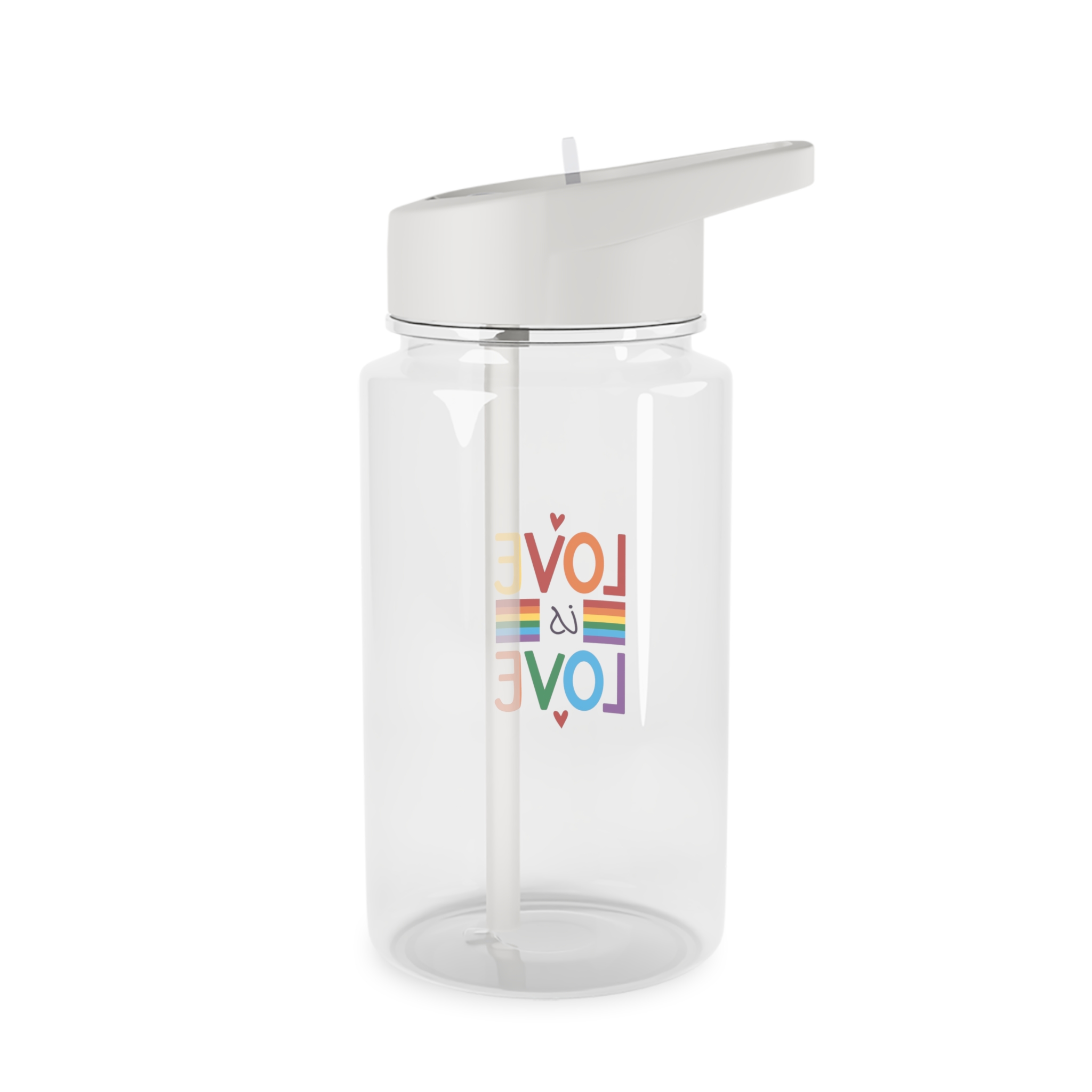 Love Is Love Colorful Typography With Rainbow Stripes Lgbt Pride Message Vector Tritan Water Bottle - Image 2