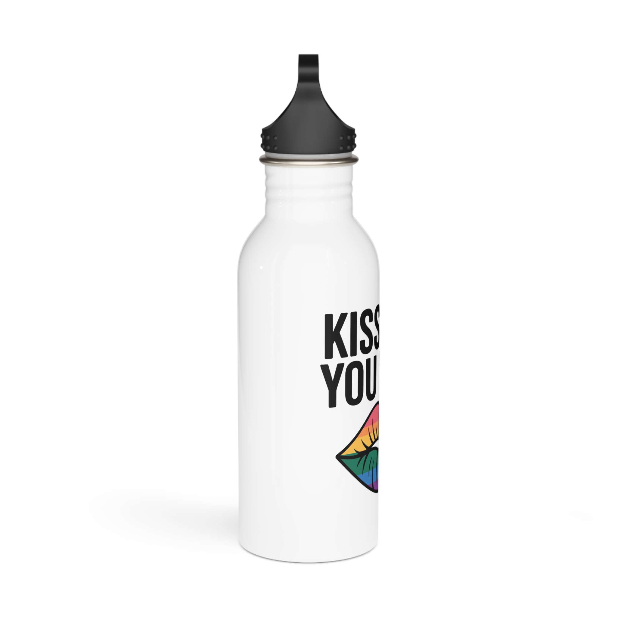Kiss Who You Want T Shirt Design Isolated White Background Stainless Steel Water Bottle - Image 2