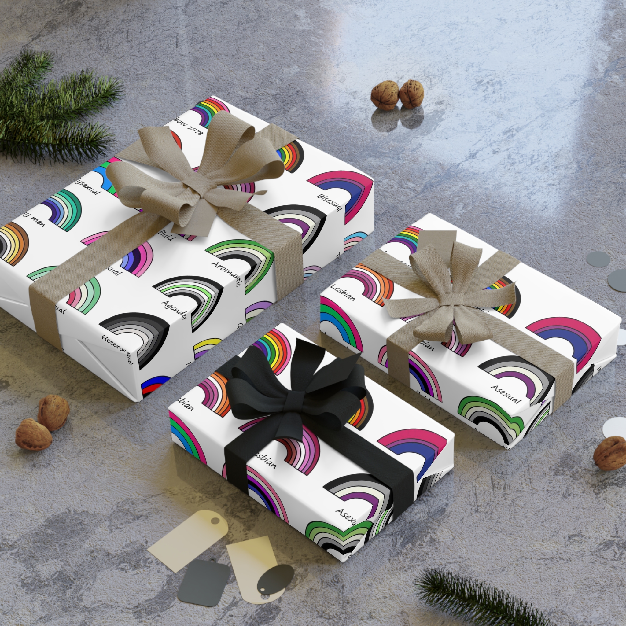 Set Colorful Lgbtq Pride Flag Rainbows Gender Equality Sexual Identity Pride Flags Collection Lgbtqia Community Pride Month Gift Wrapping Paper Rolls 1pc - Image 4