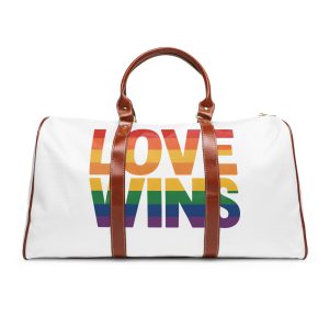 Love Wins Rainbow Pride Message Waterproof Travel Bag