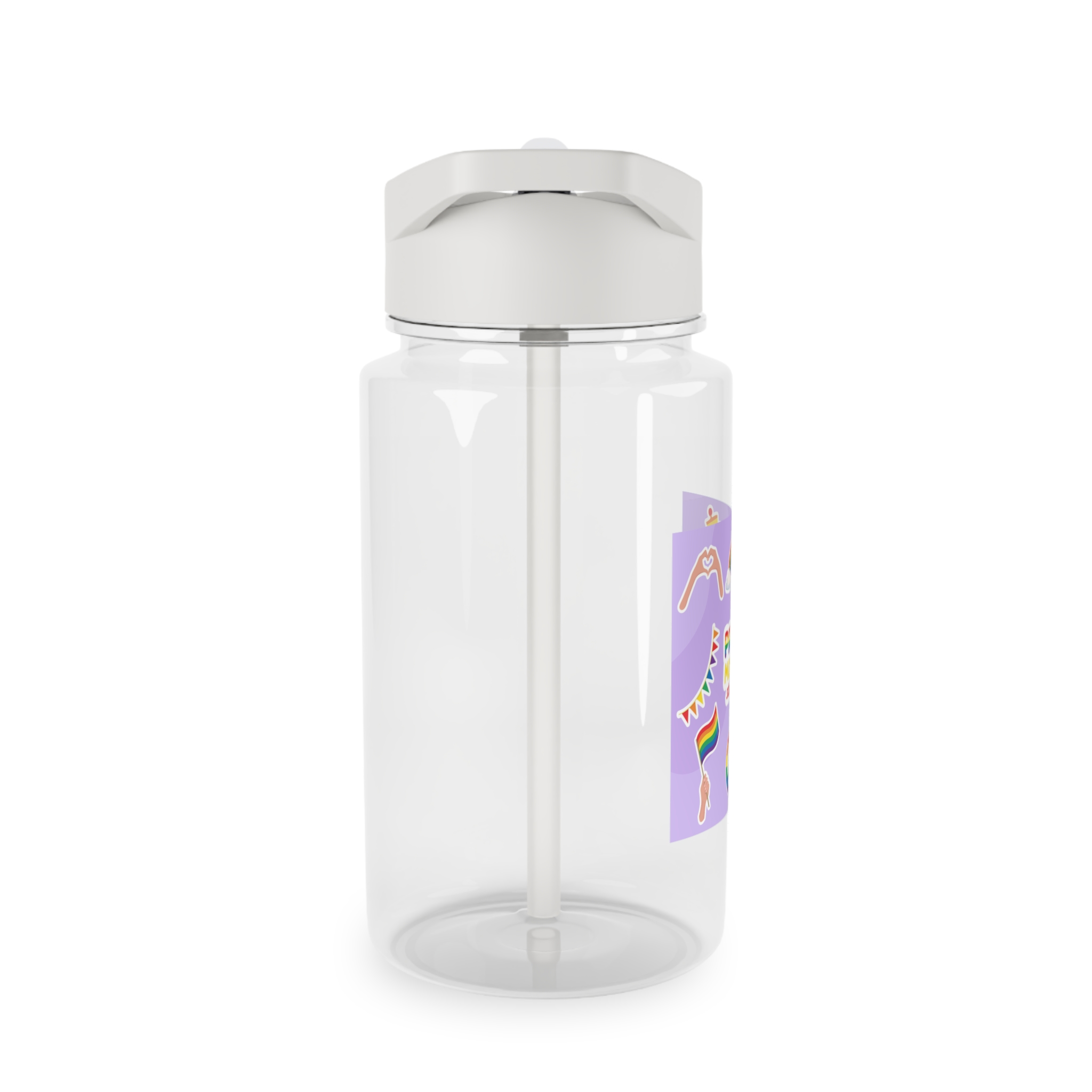 Pride Month Cute Stickers Lgbtq Rainbow Flag Flat Illustrations Tritan Water Bottle - Image 4