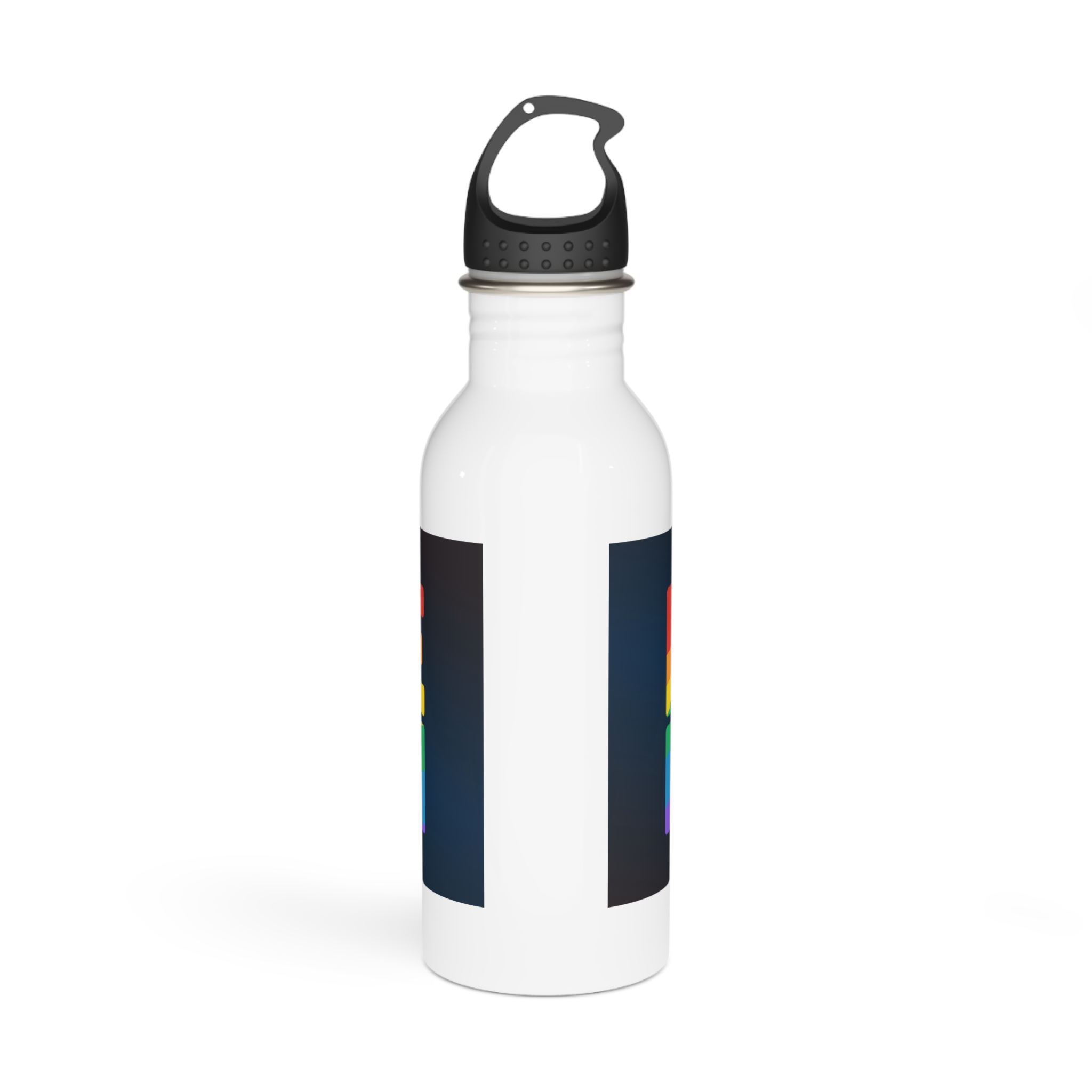 Lgbt Pride Rainbow Flag Lettering Banner Poster Social Media Pride Calligraphy With Stainless Steel Water Bottle - Image 3