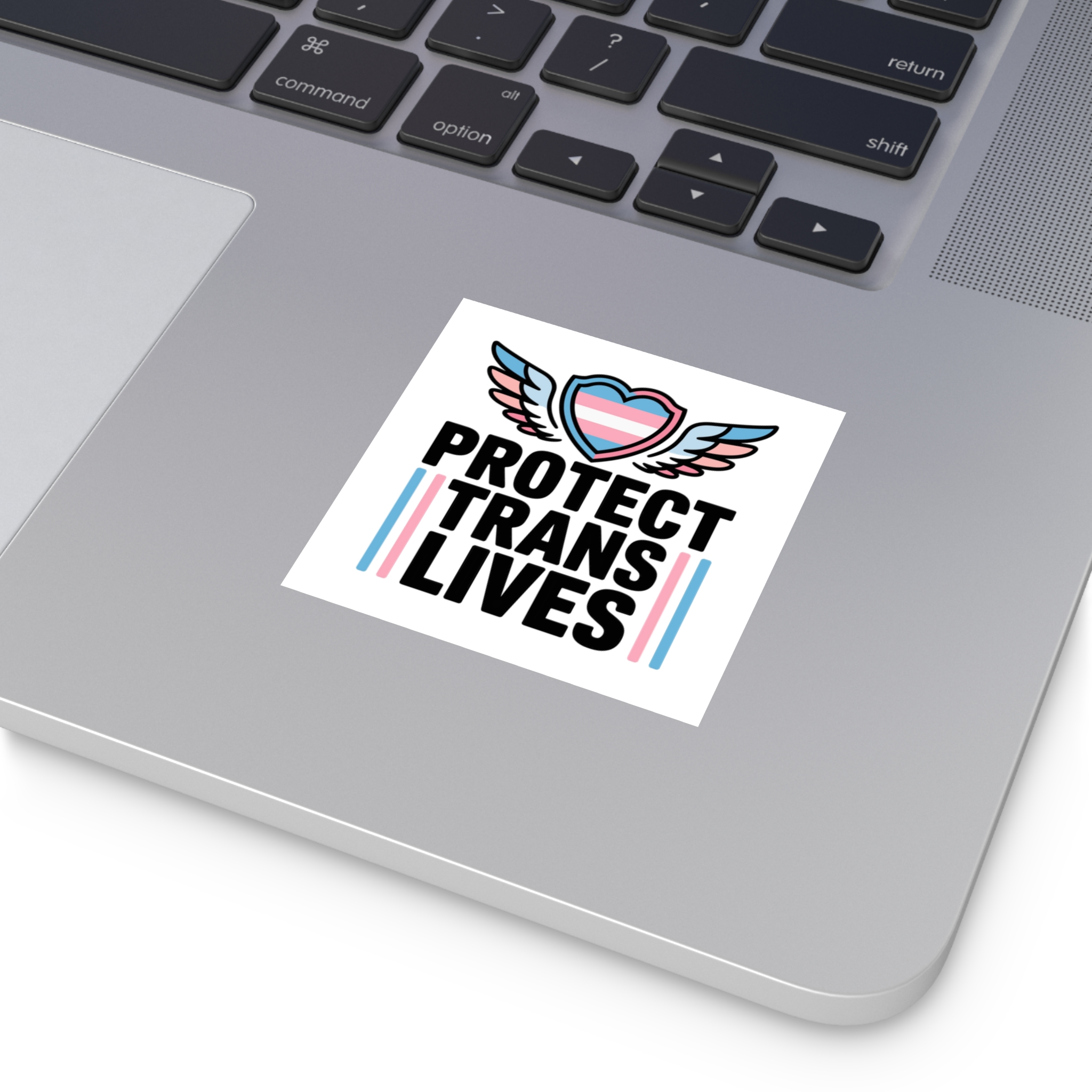 Protect Trans Lives T Shirt Design Isolated White Background 2 Laminate Stickers Square - Image 11
