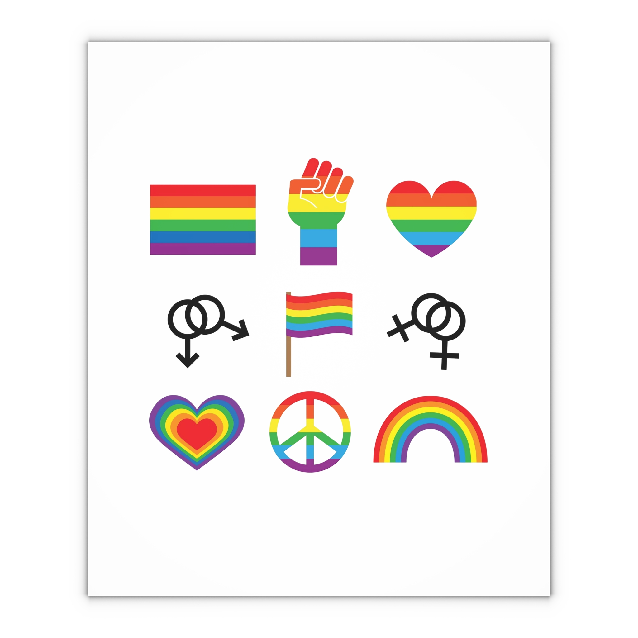 Set Flat Lgbt Homosexual Rainbow Flag Icon Symbols Gift Wrapping Paper Sheets 1pc - Image 4
