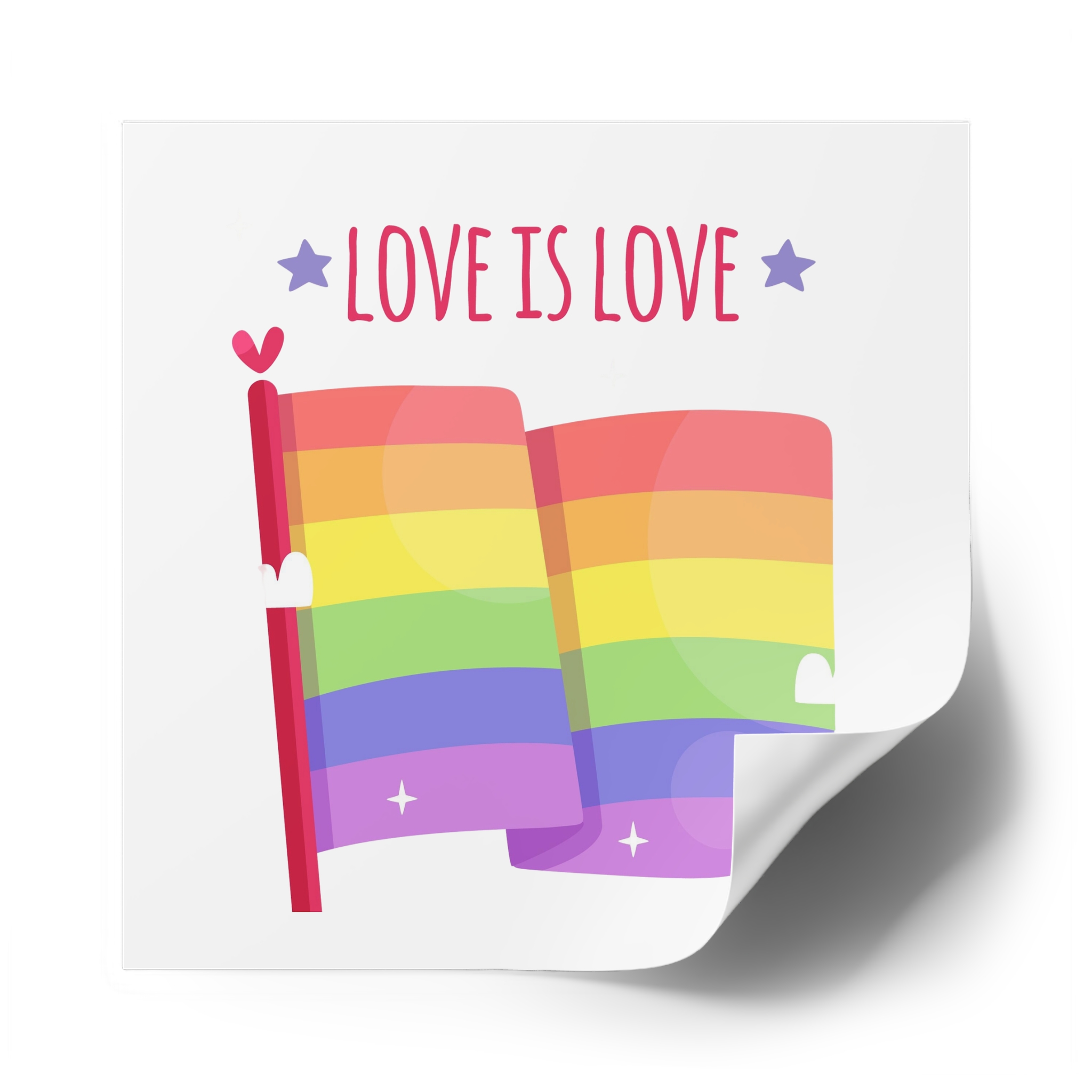 Pride Day Flag With Love Laminate Stickers Square - Image 54