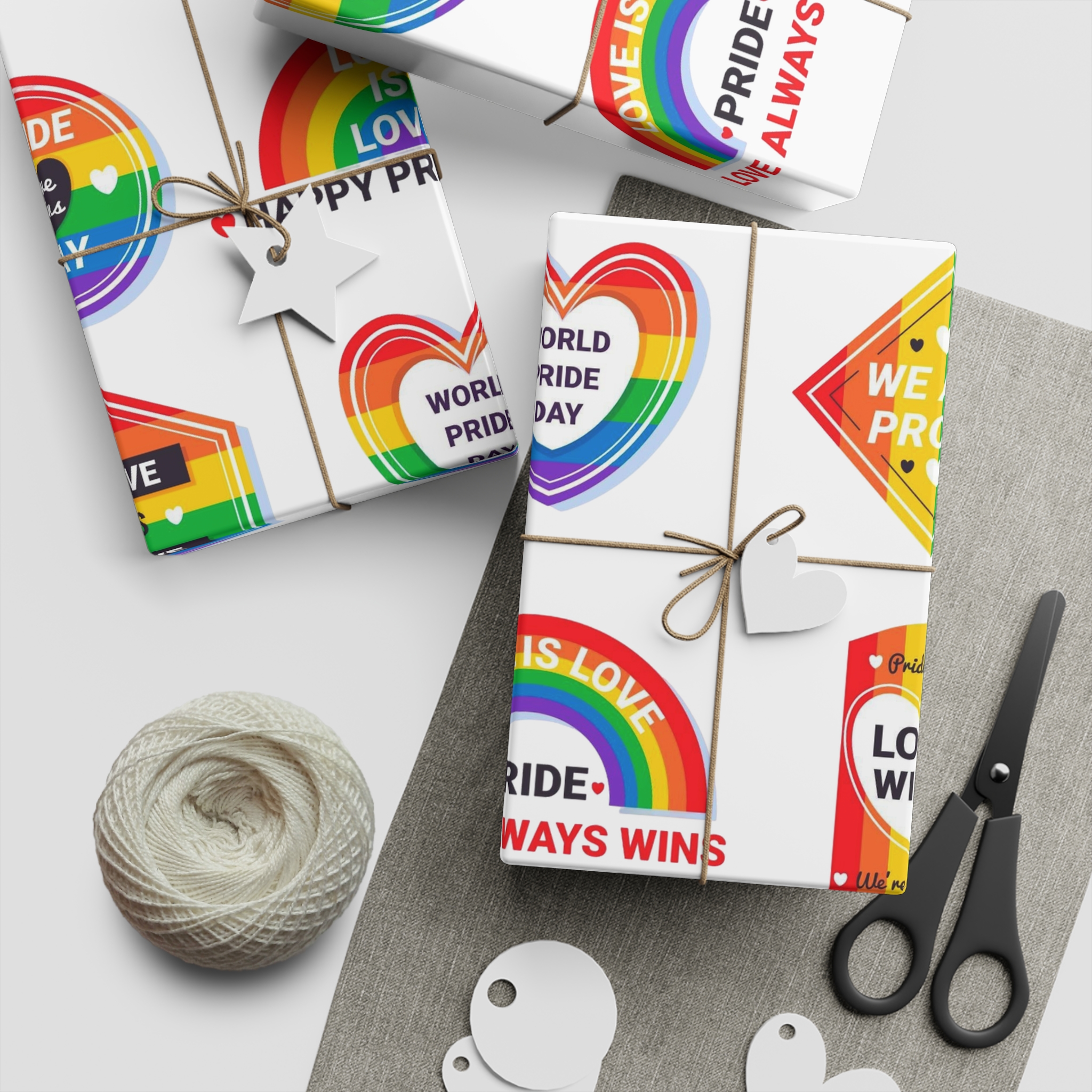 Pride Day Labels Concept Gift Wrapping Paper Sheets 1pc - Image 2