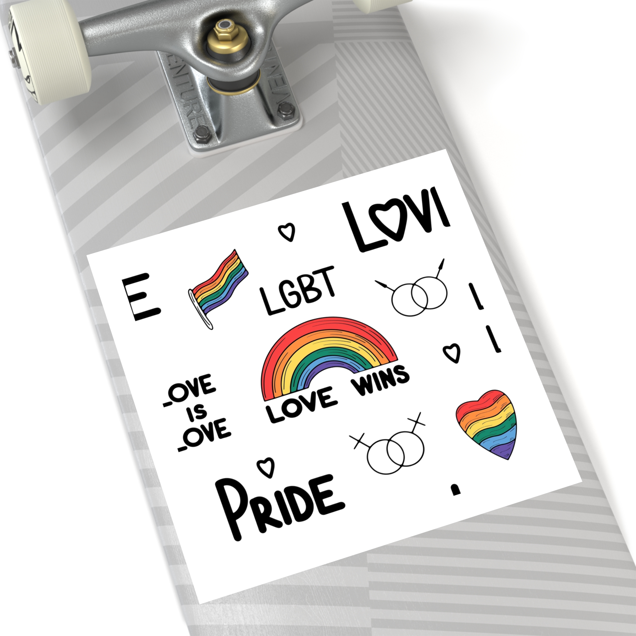 Lgbtq Pride Seamless Illustration Rainbow Hearts Love Symbols Laminate Stickers Square - Image 52
