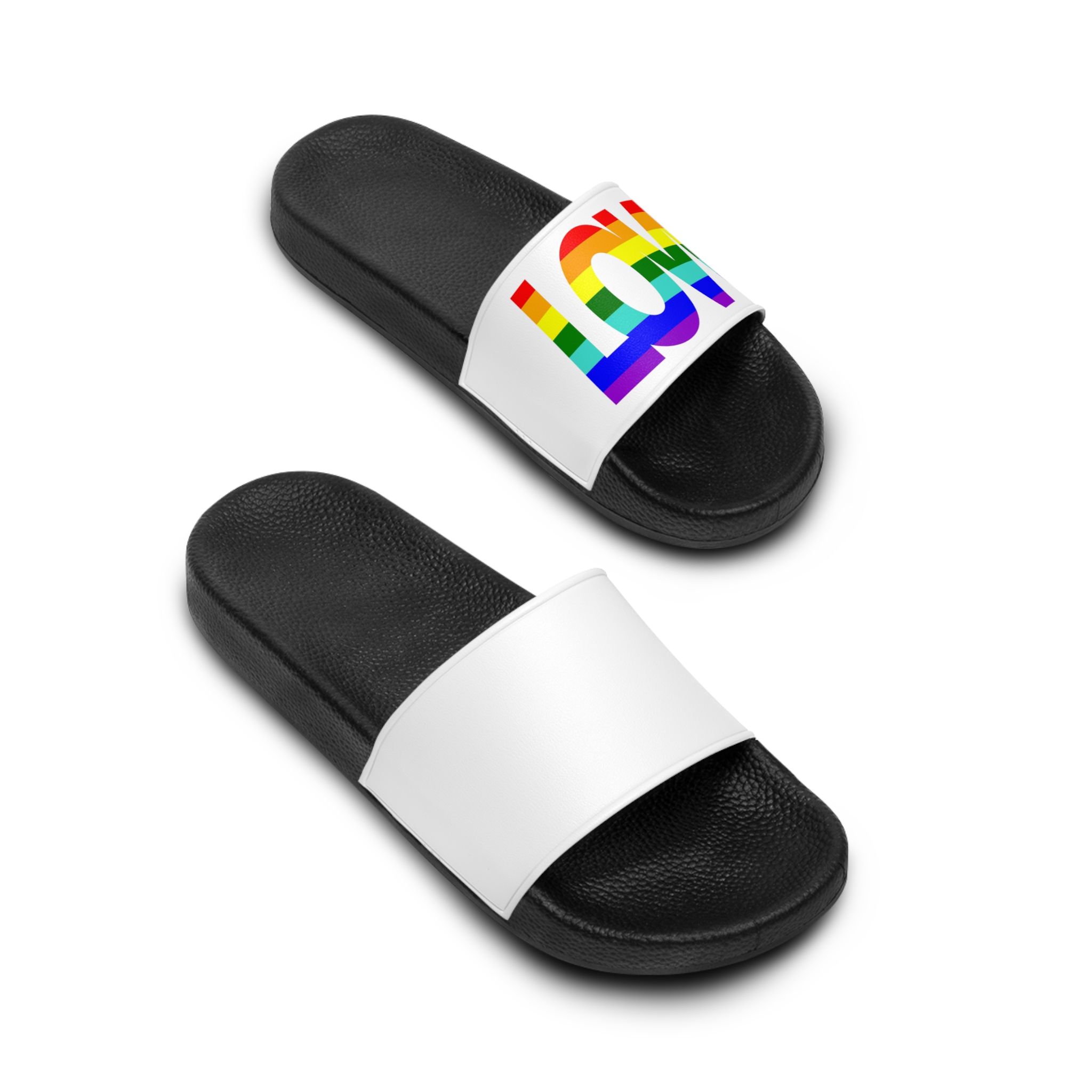 Lgbt Pride Flag Rainbow Flag Background Multicolored Peace Flag Movement Original Colors Symbol Mens Slide Sandals - Image 4