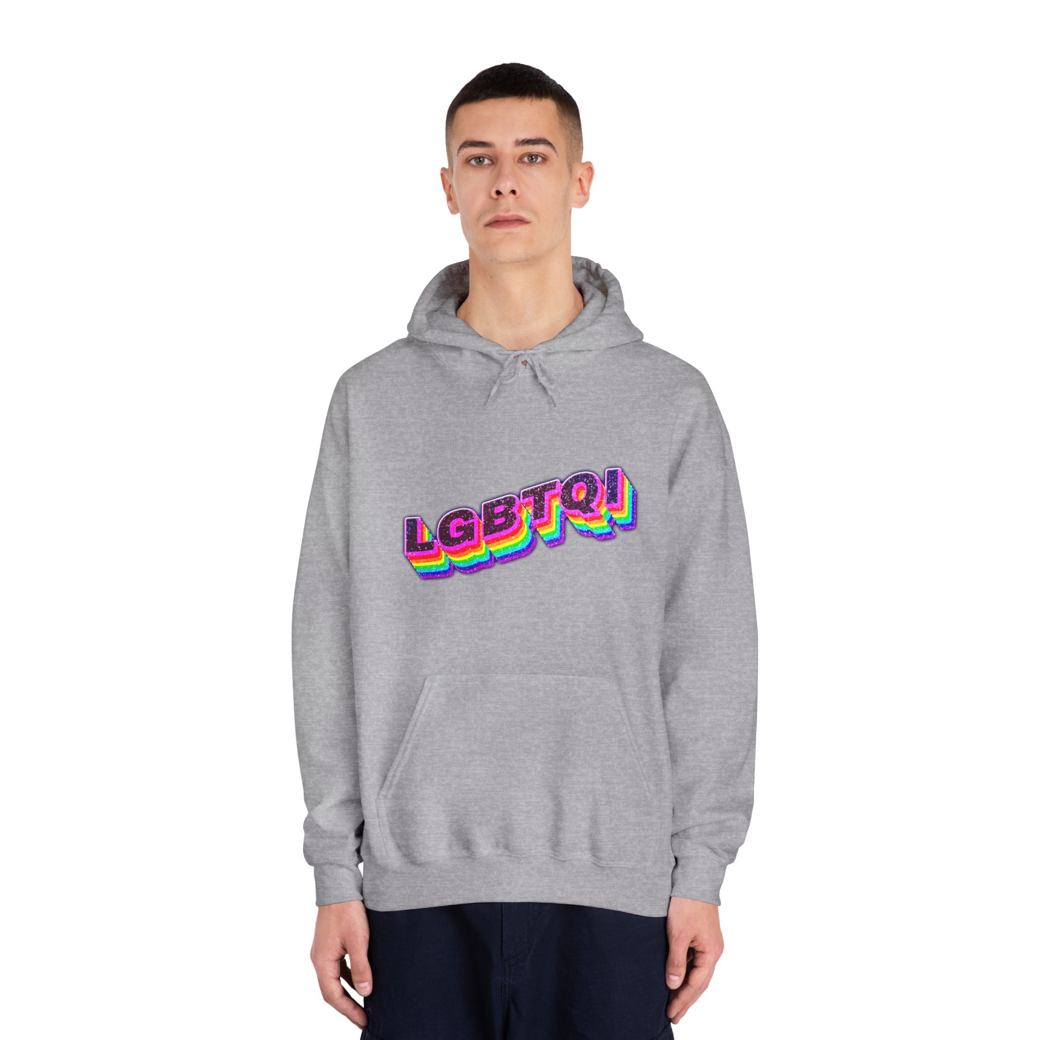 Lgbtqi 3d Word Glitch Png Unisex Dryblend Hooded Sweatshirt - Image 15