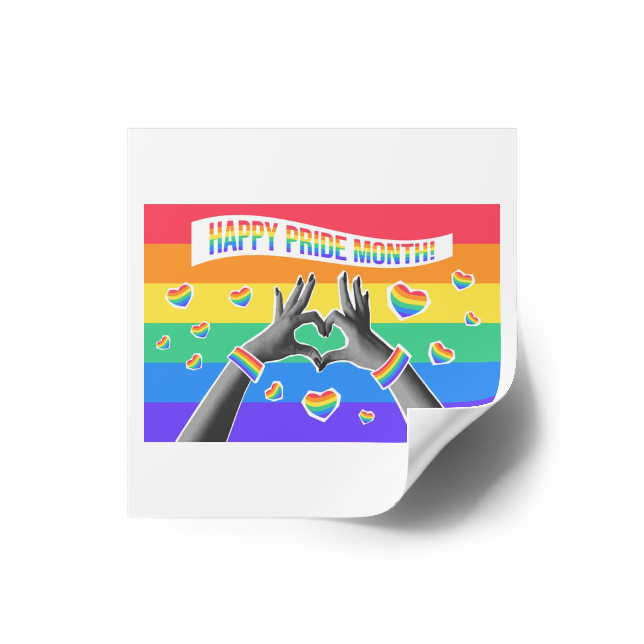 Lgbtq Pride Month Card Y2k Style Trendy Retro Collage Halftone Hands Laminate Stickers Square - Image 14