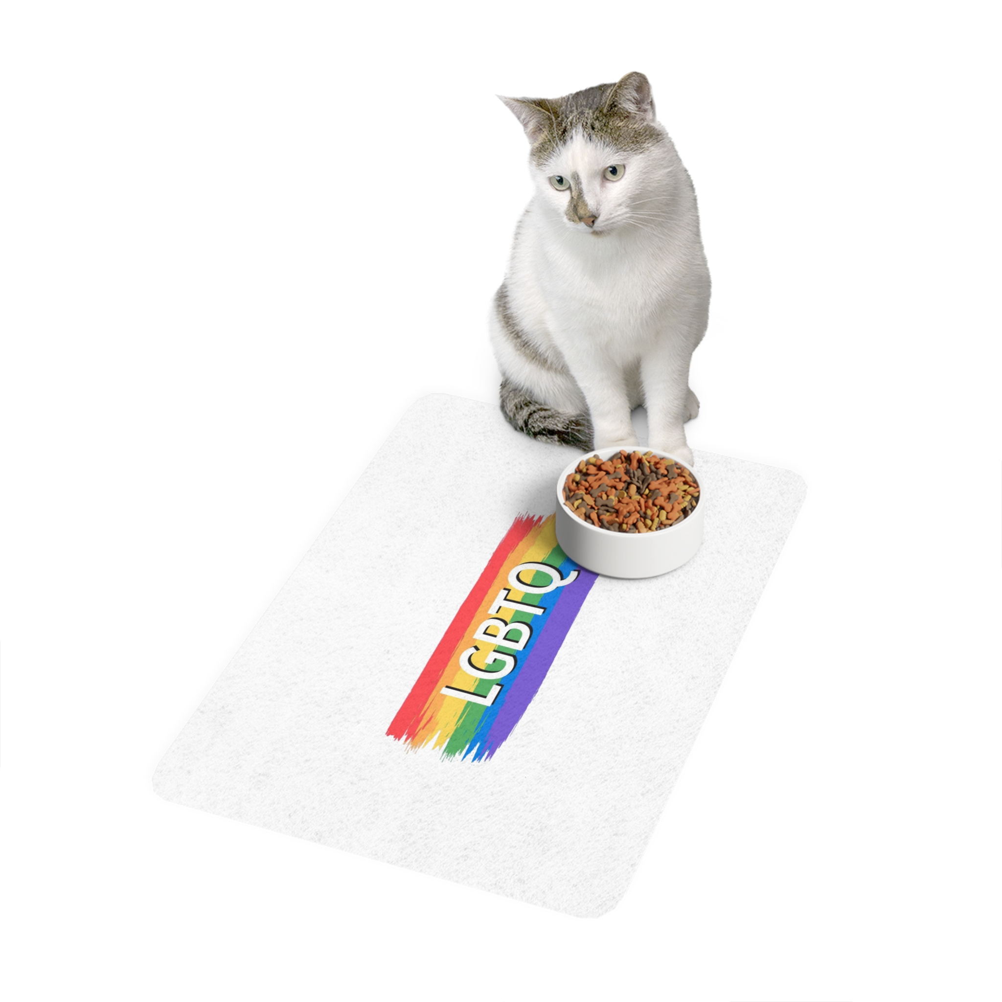 Lgbtq Rainbow Flag Pride Month June Colorful Brush Stroke Lgbtq Flag Vector Illustration Pet Food Mat 12x18 - Image 3