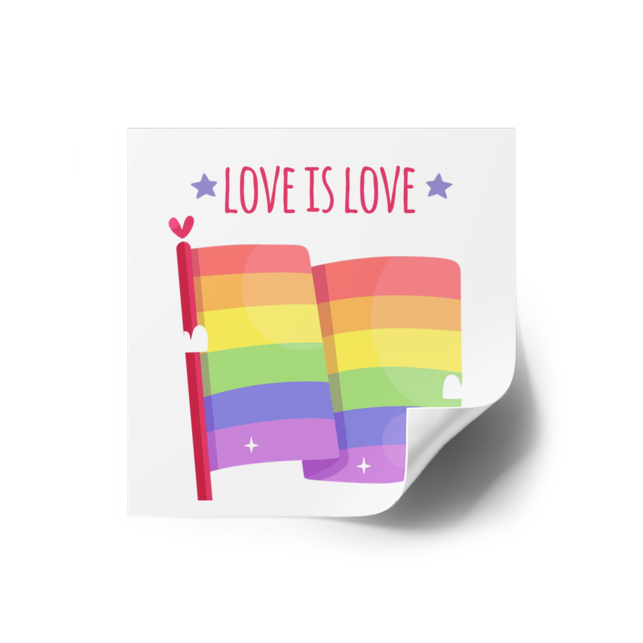 Pride Day Flag With Love Laminate Stickers Square - Image 2