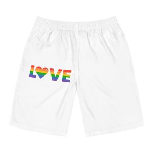 Vector Flat Pride Month Labels White Mens Board Shorts Aop