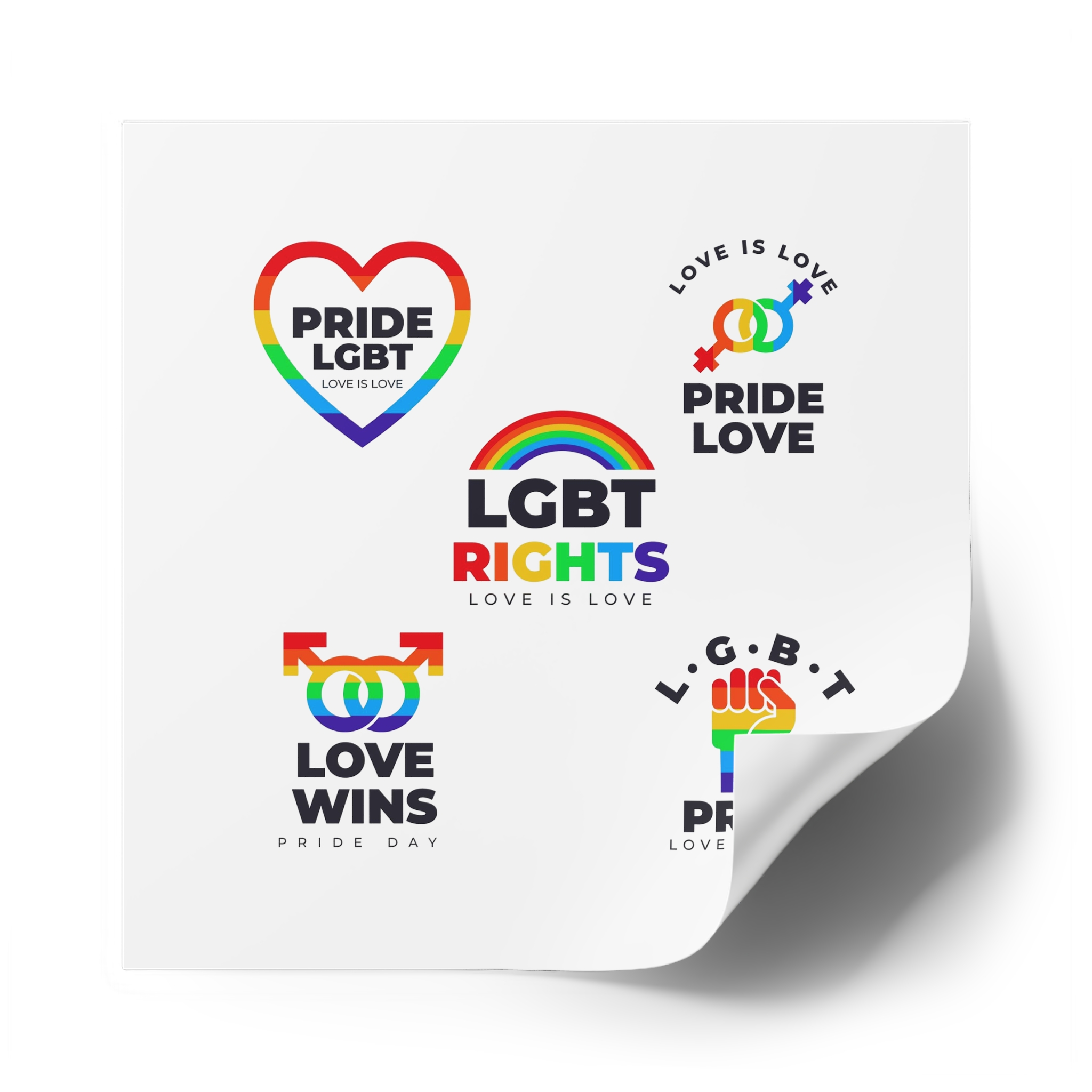 Pride Day Badges Collection Laminate Stickers Square - Image 62